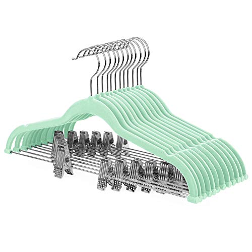 Songmics CRF12BU grucce velluto verde acqua 12 pezzi 42,5 cm