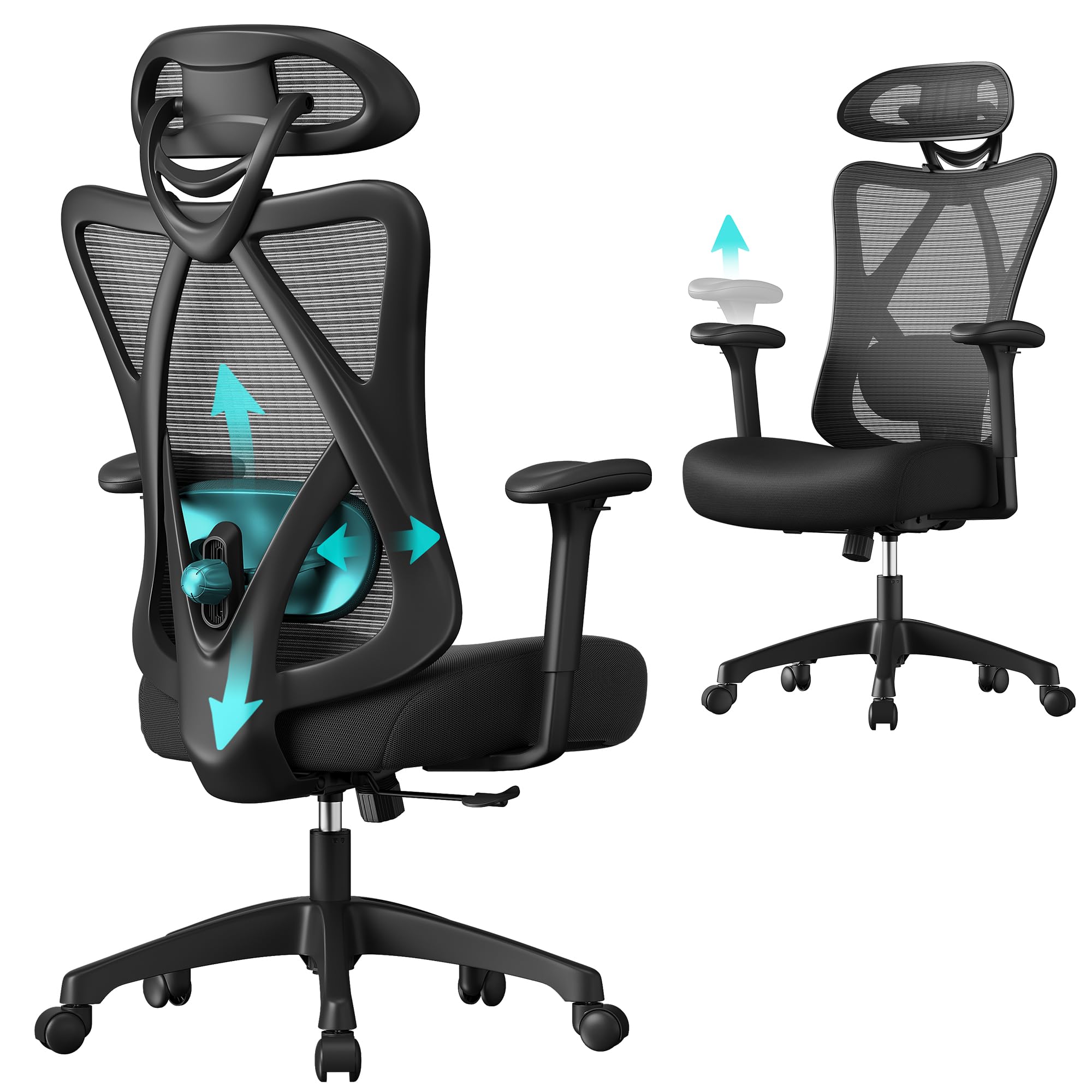 Songmics OBN066GD01 sedia ufficio ergonomica grigio 150 kg