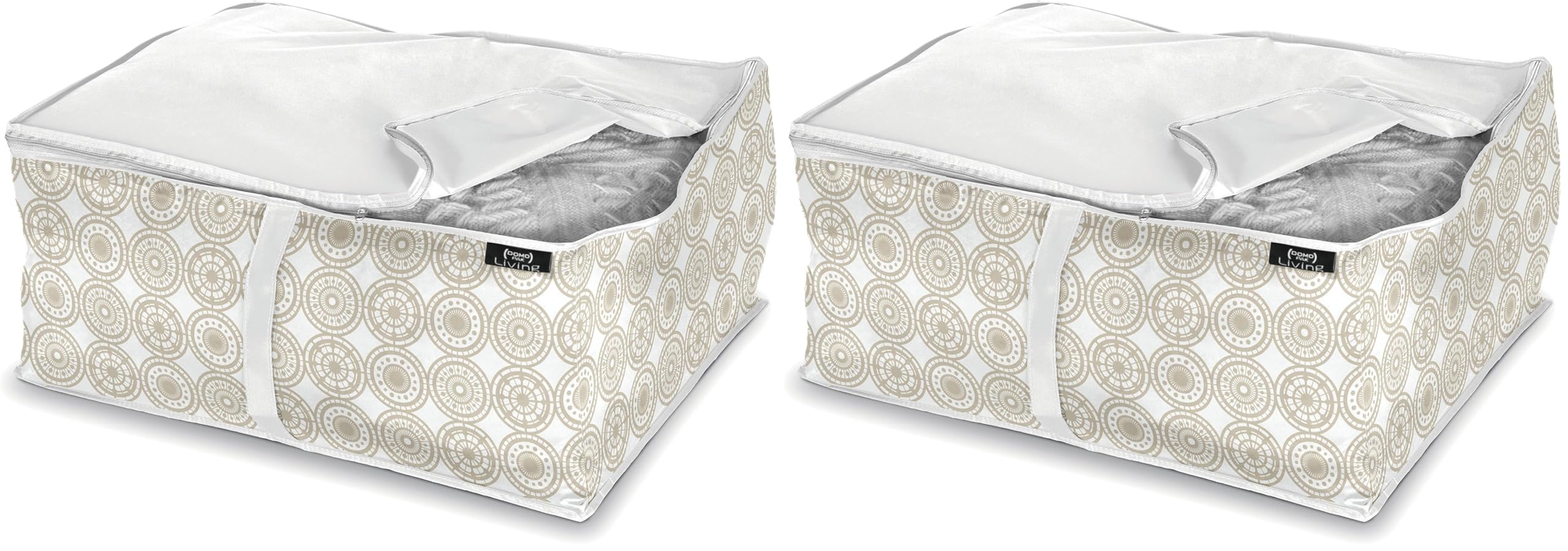Domo Pak Ella Beige Large custodia coperte 45x55x25 cm maniglia