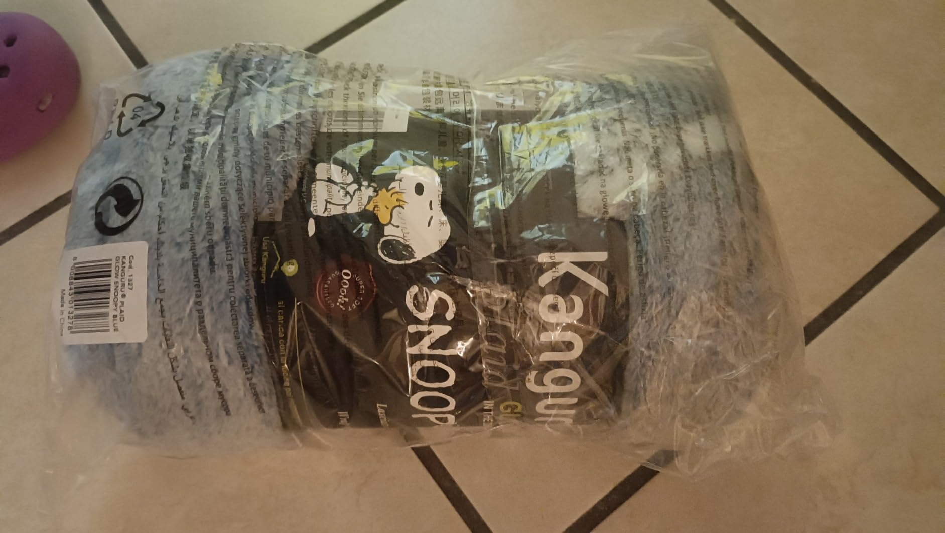 Kanguru Snoopy coperta pile 130x150 cm blu fosforescente
