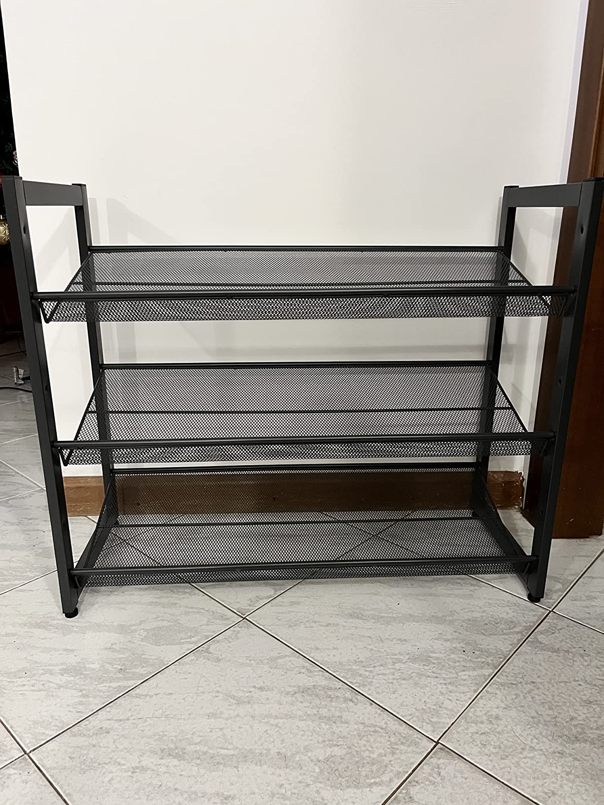 Songmics LMR005B scarpiera 5 ripiani nera rete metallo 20 paia