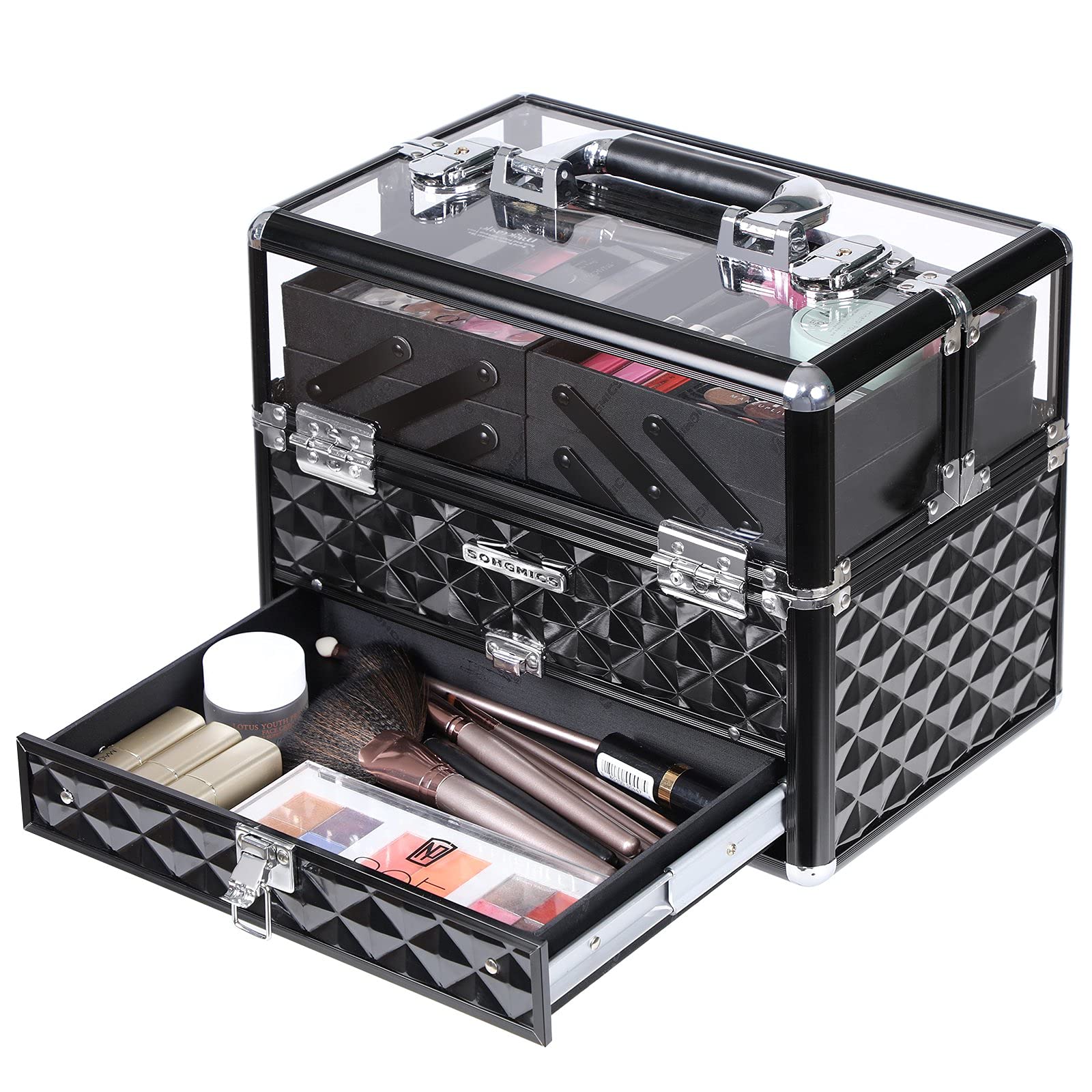 Songmics JBC318B Beauty Case Valigetta Trucco Nero Alluminio