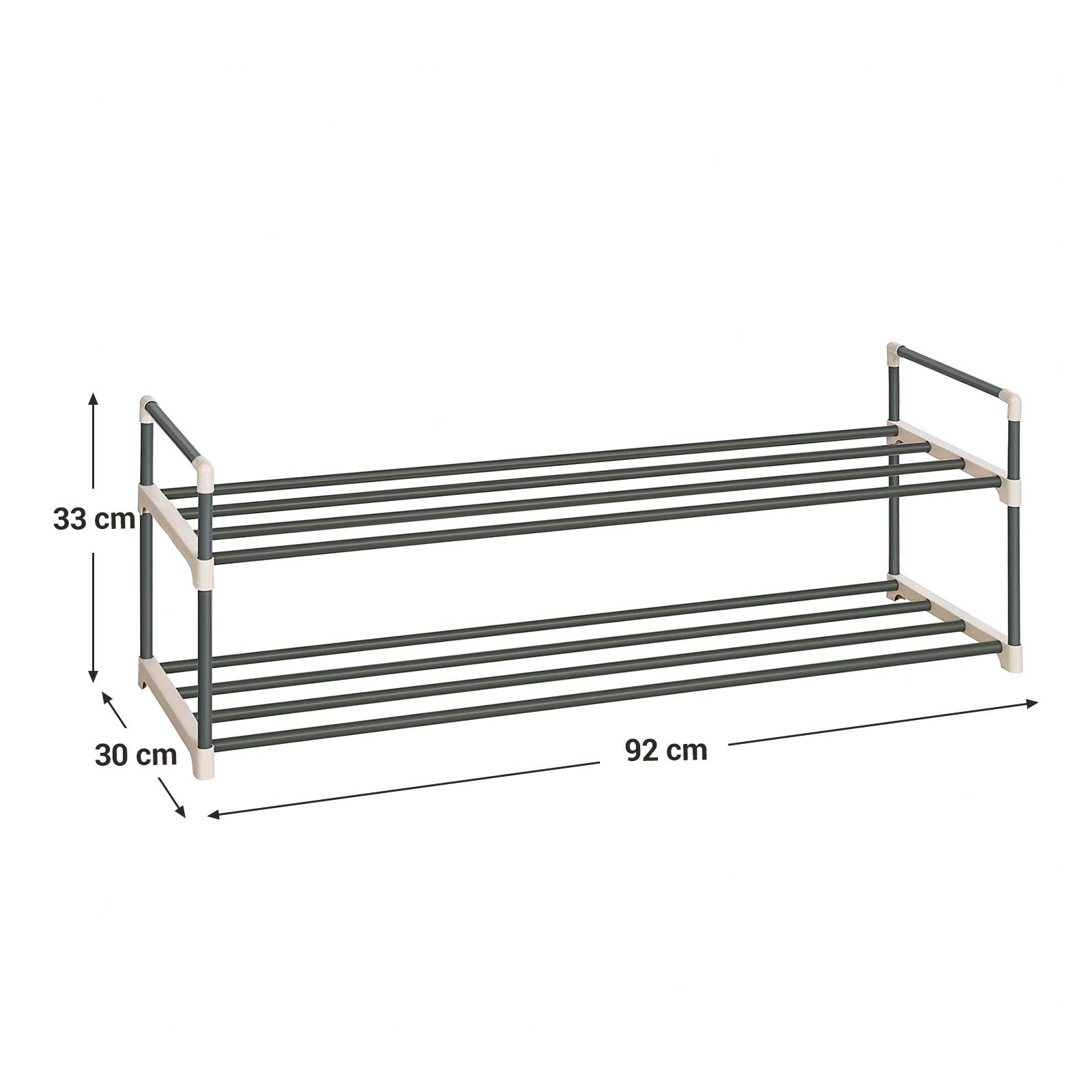 Songmics LSA12GY scarpiera 2 ripiani grigia 92x30x33 cm