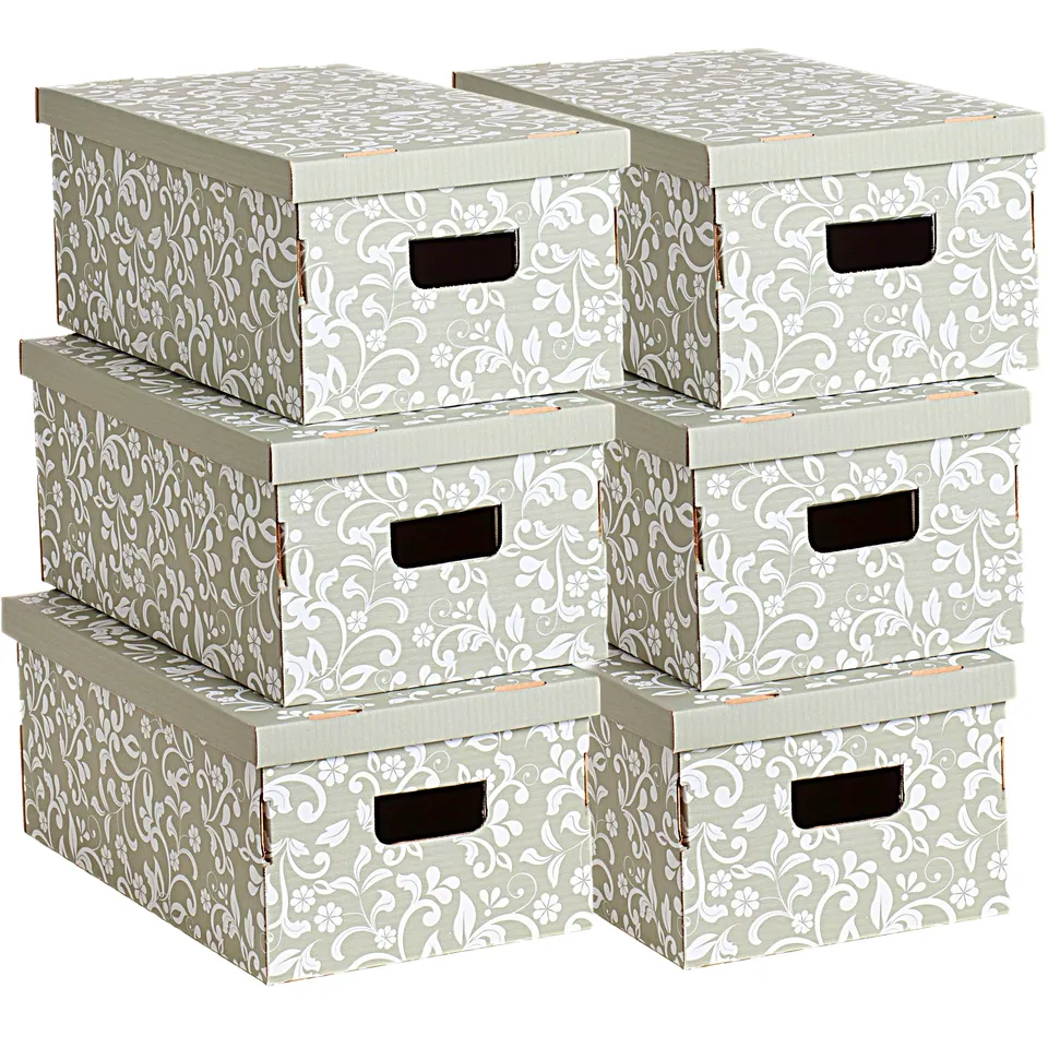 Lavatelli Organizing set 6 scatole Fiori Grigio 29x51x20 cm