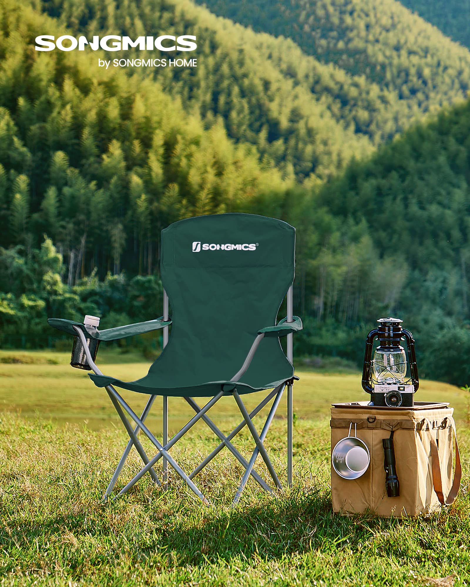 Songmics Set 2 Sedie Pieghevoli Verde Scuro 150 kg