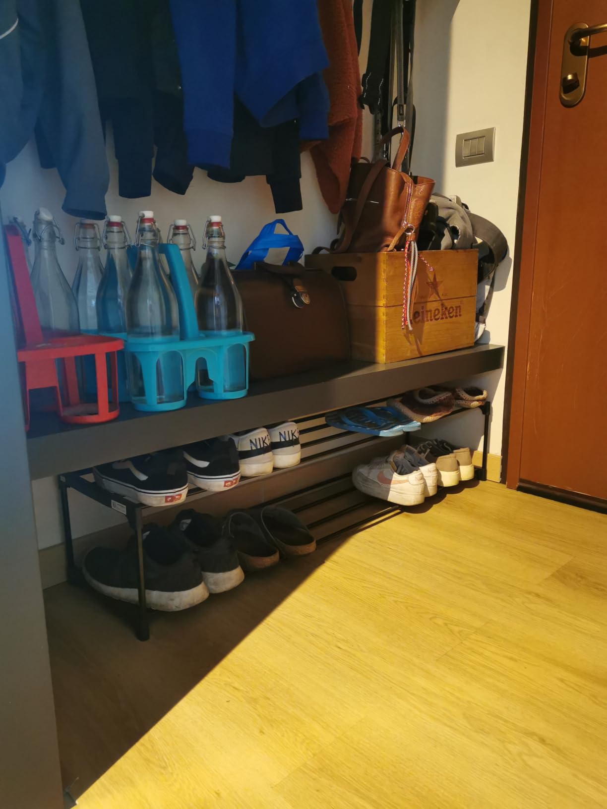 Songmics LSA303B02 scarpiera metallo nero 3 ripiani 16-20 paia