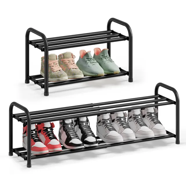 Songmics LMR026BD01 scarpiera espandibile 2 ripiani nera slim
