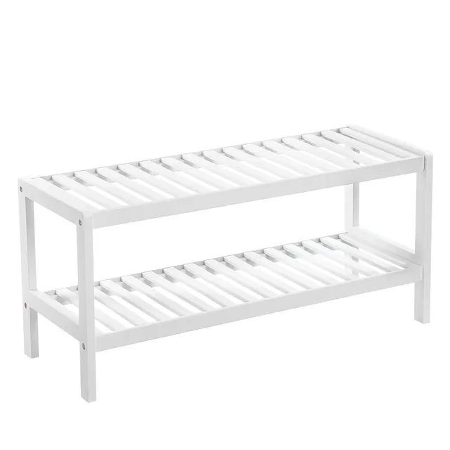 Songmics LBS02WT Scarpiera 2 Ripiani Bianco Bambù