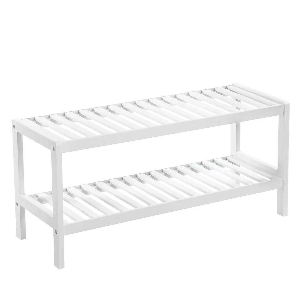 Songmics LBS02WT Scarpiera 2 Ripiani Bianco Bambù