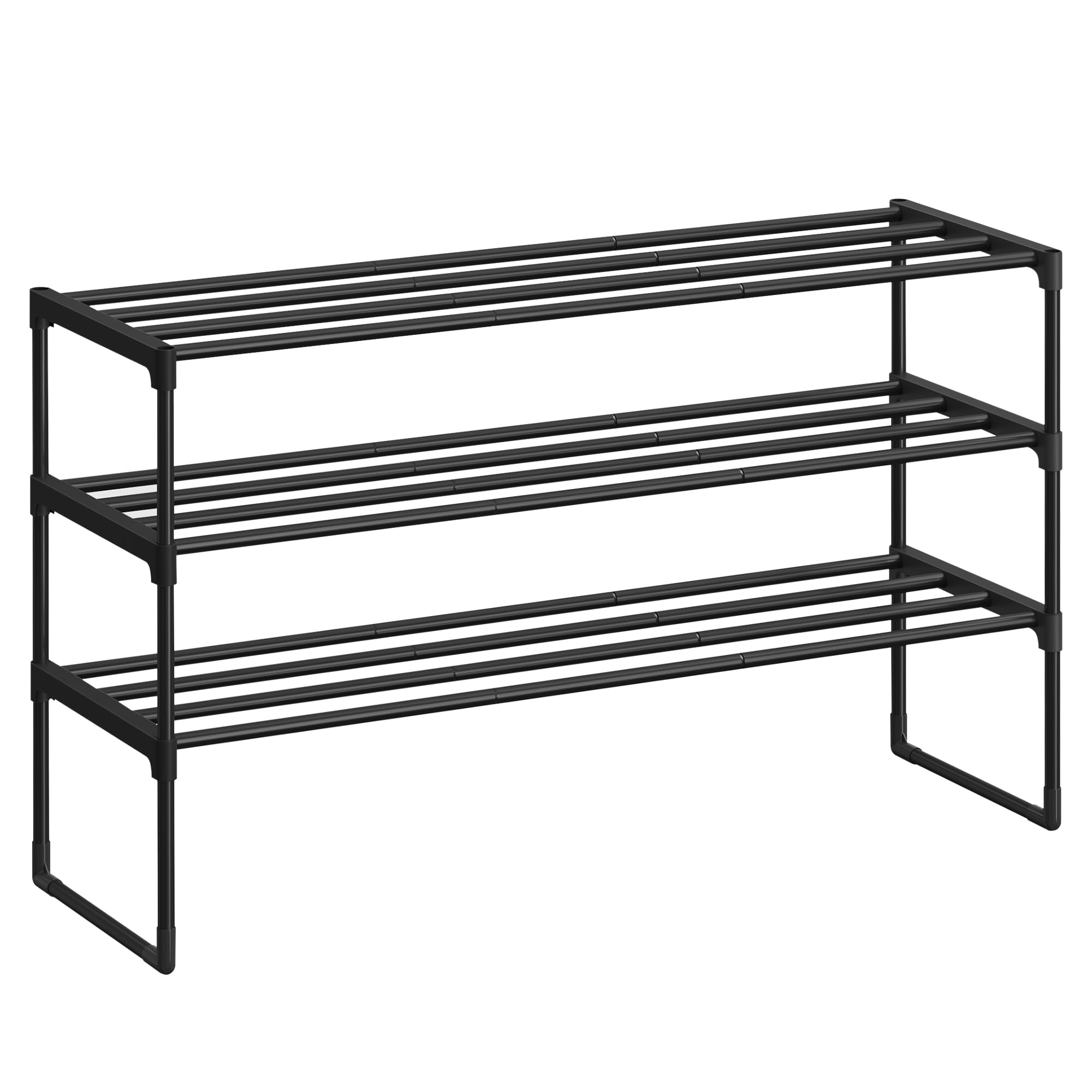 Songmics LSA303B02 scarpiera metallo nero 3 ripiani 16-20 paia