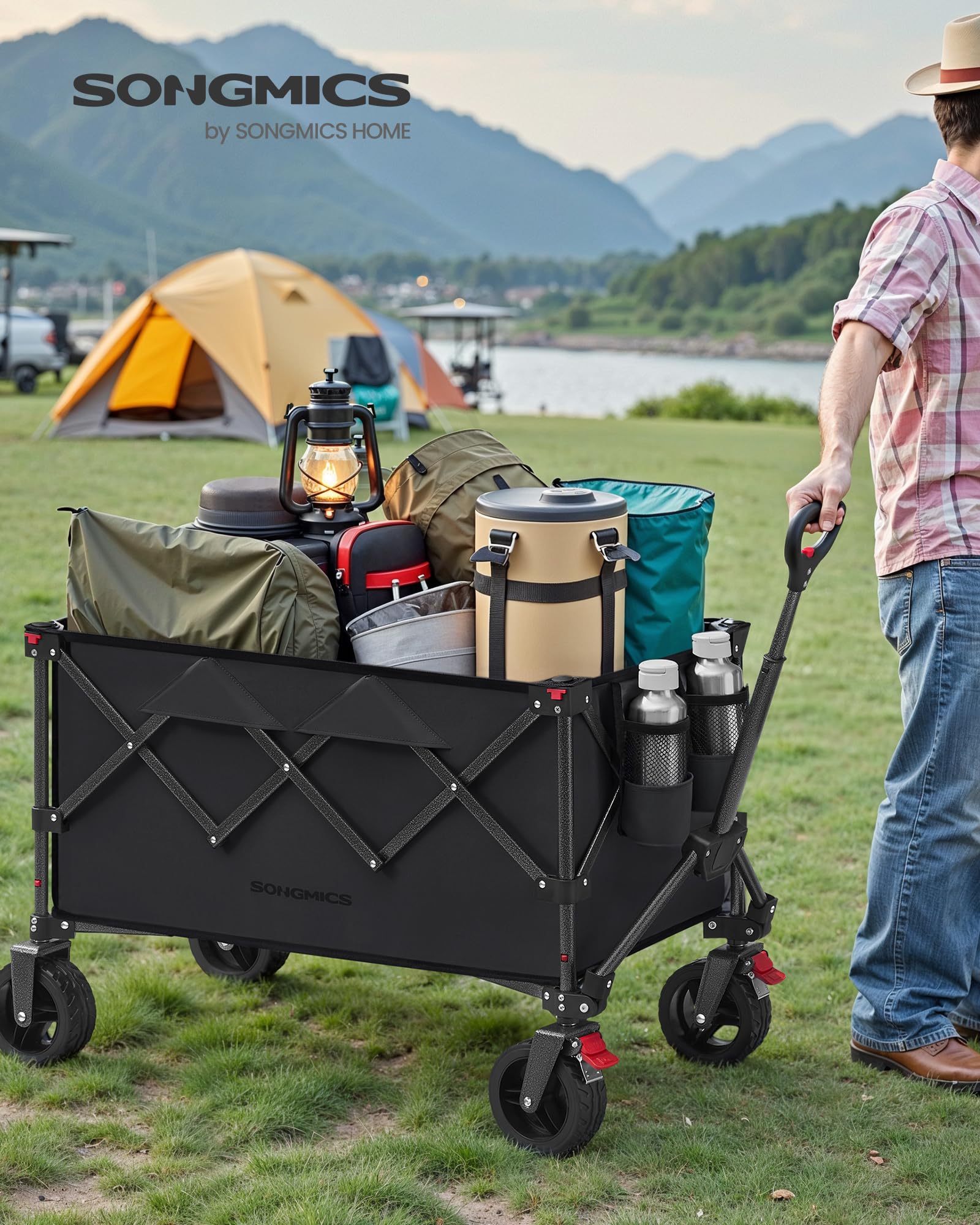 Songmics GFW115B01 carrello spiaggia pieghevole nero 150L 150 kg
