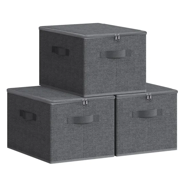 Songmics RYZB03G scatole portaoggetti set 3 pezzi grigio