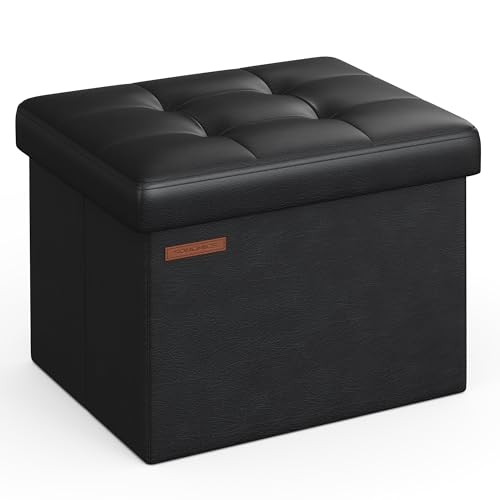 Songmics Pouf Contenitore Pieghevole 32L Nero 31x41x31 cm