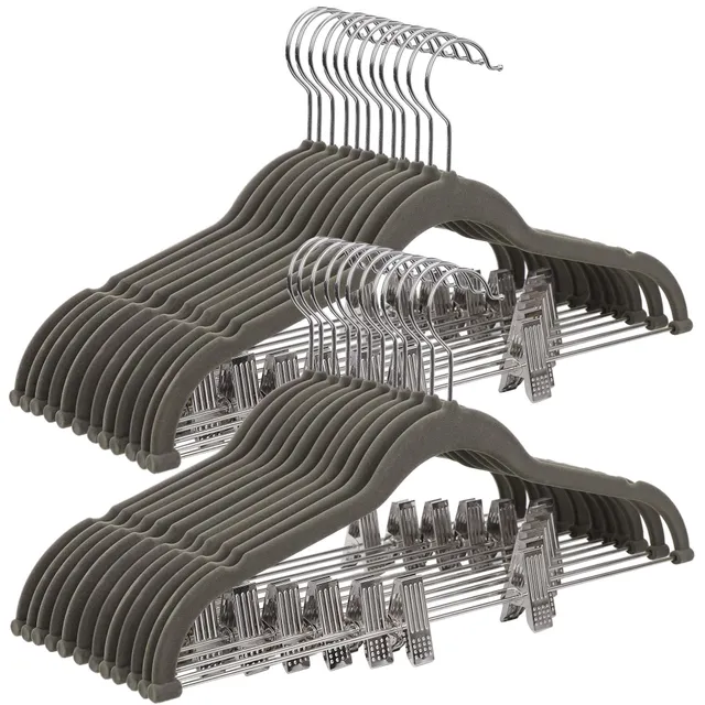 Songmics CRF12V-30 grucce velluto grigio 30 pezzi antiscivolo