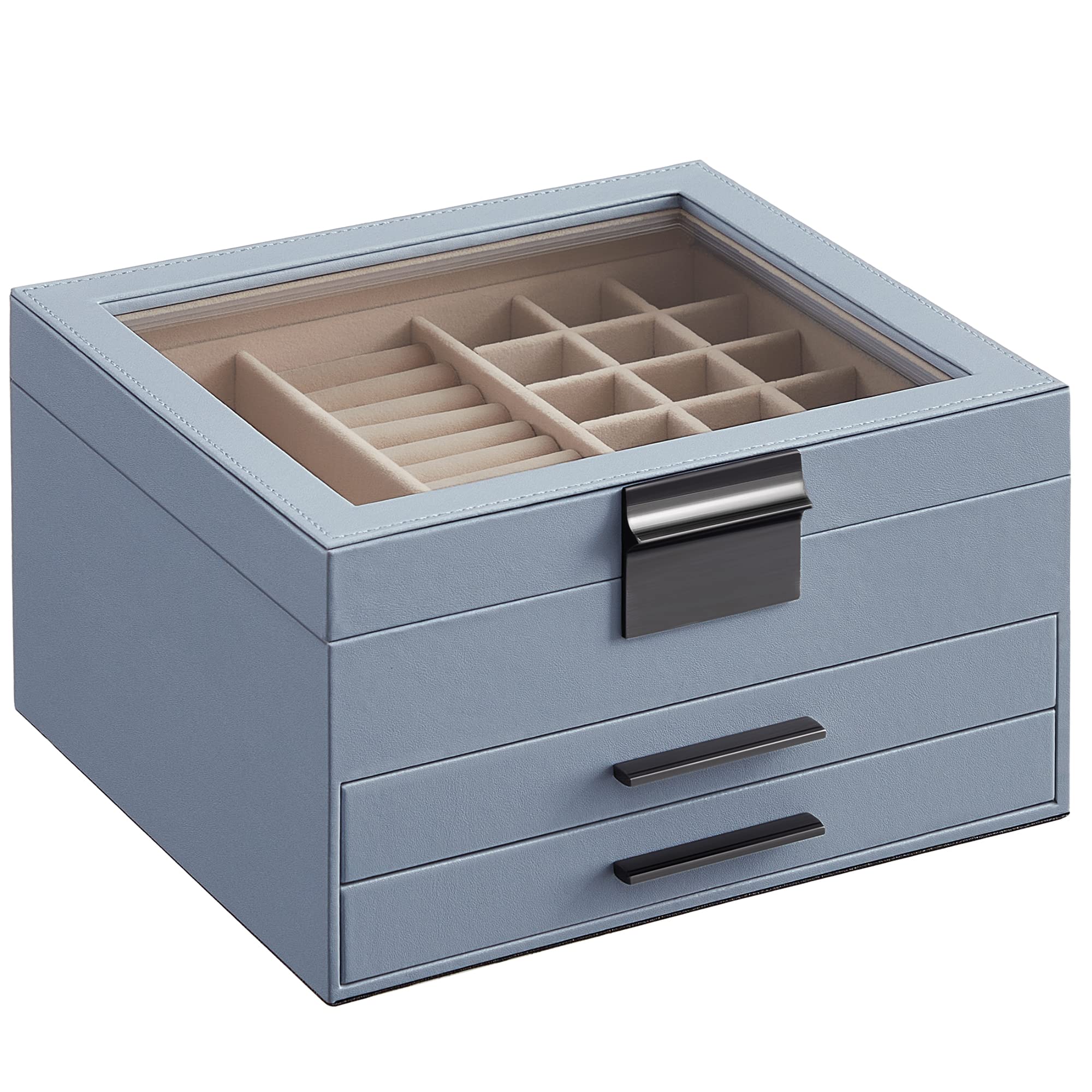 Songmics JBC239BU portagioie 3 livelli blu vetro