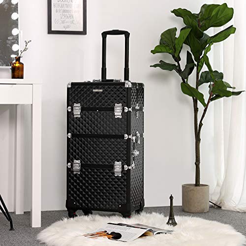 Songmics JHZ04B Trolley Make Up Nero Valigia Trucchi ABS