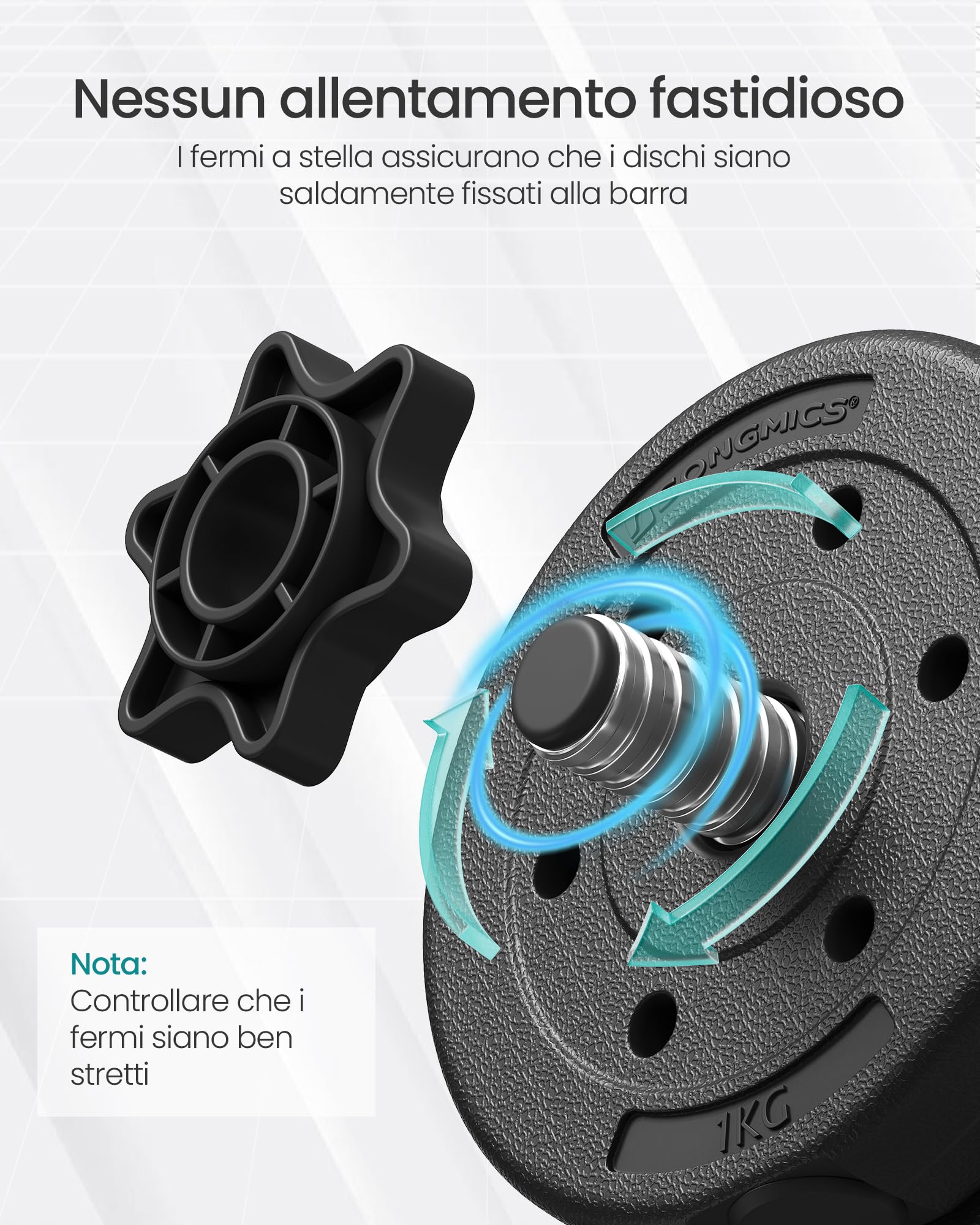 Songmics 2 in 1 Set Manubri 2 x 15 kg Nero Regolabile