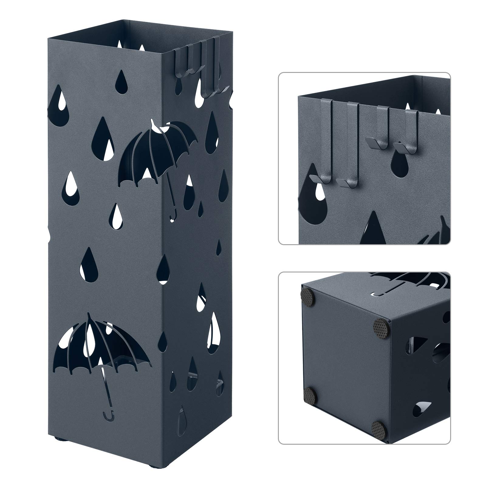 Songmics LUC049G01 portaombrelli metallo grigio 15,5x49 cm