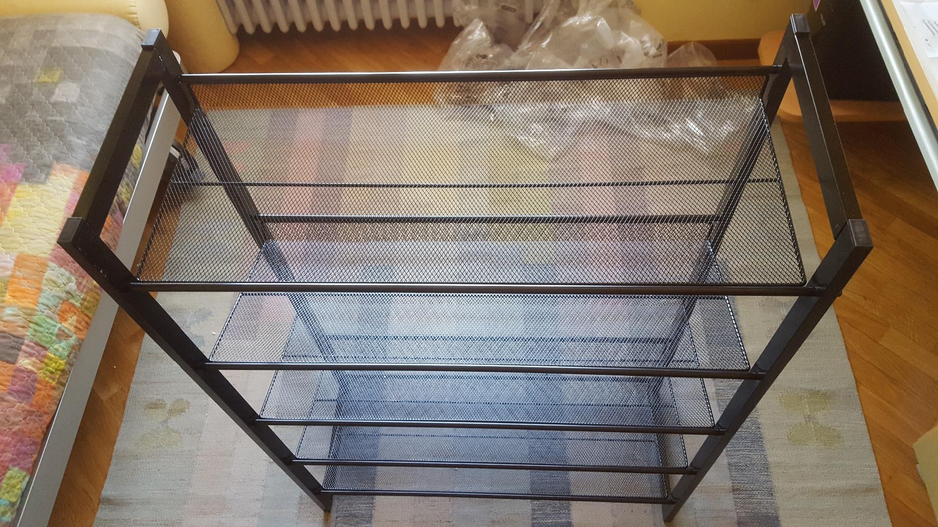 Songmics LMR005B scarpiera 5 ripiani nera rete metallo 20 paia