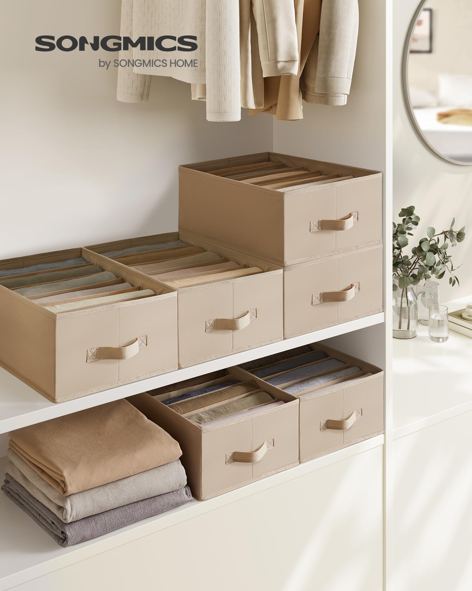 Songmics RUS009K01 set 4 organizer 6 scomparti beige sabbia