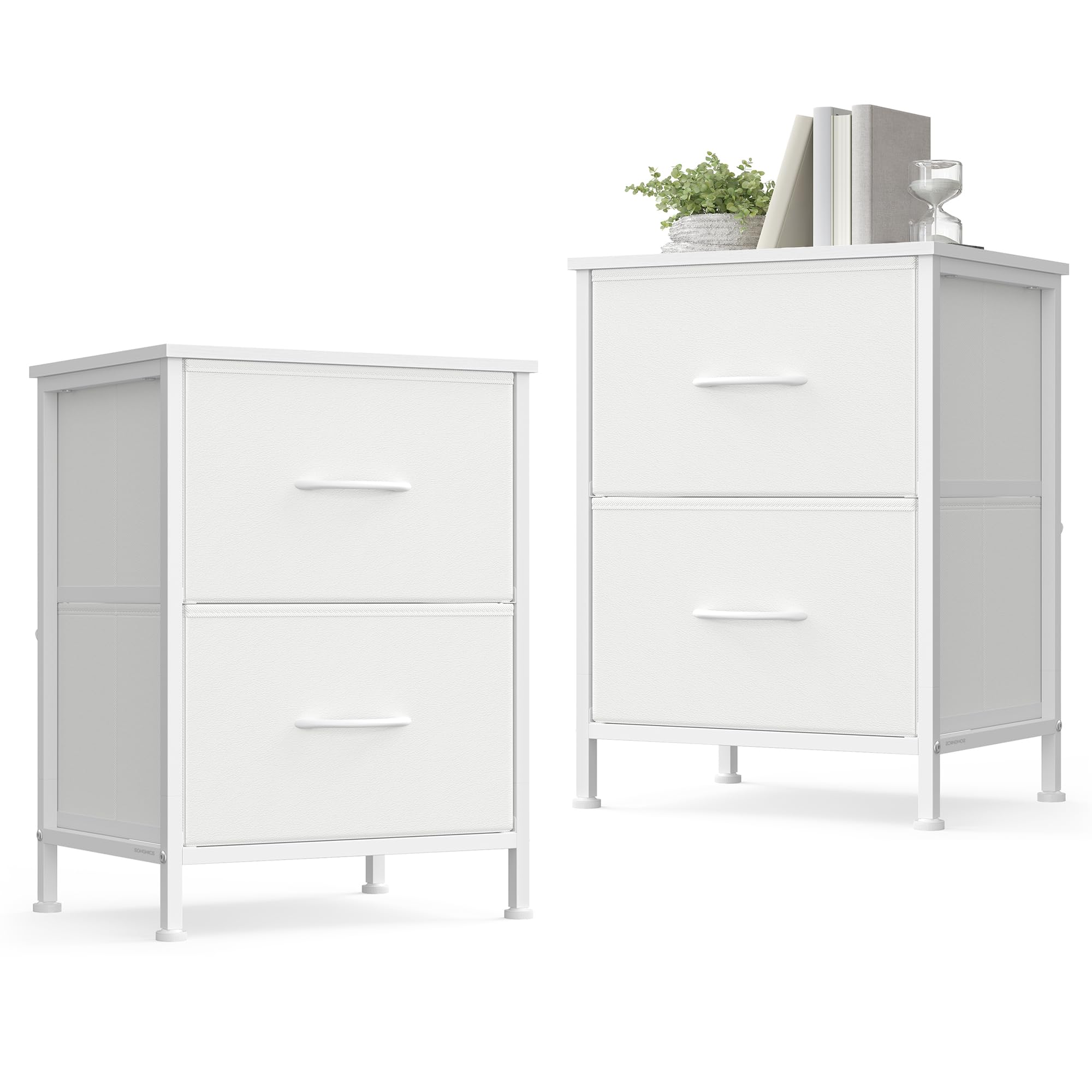 Songmics comodino 2 cassetti bianco 30x39,6x52,2 cm