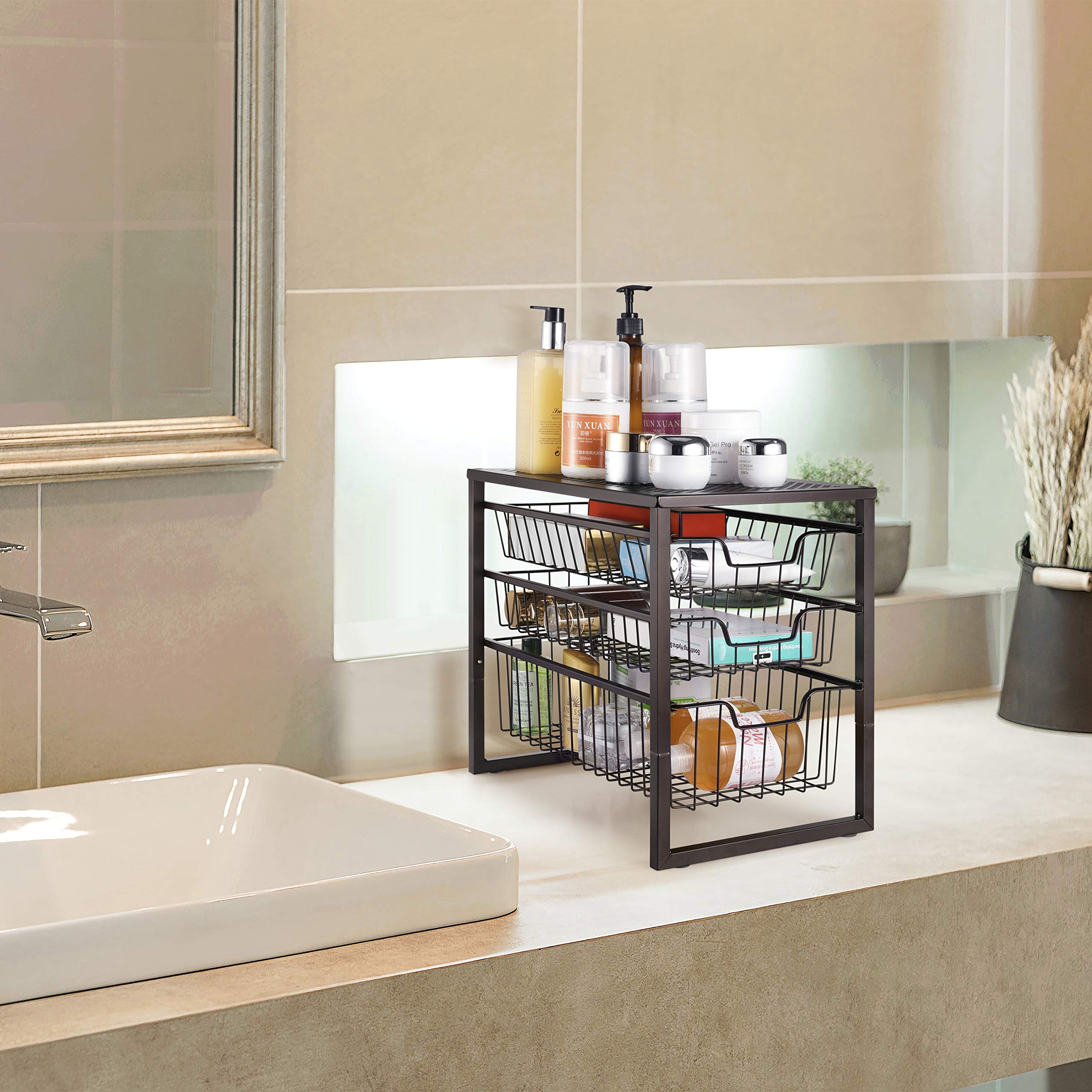 Simple Trending 3-Tier organizer sottolavello bronzo 2 cassetti