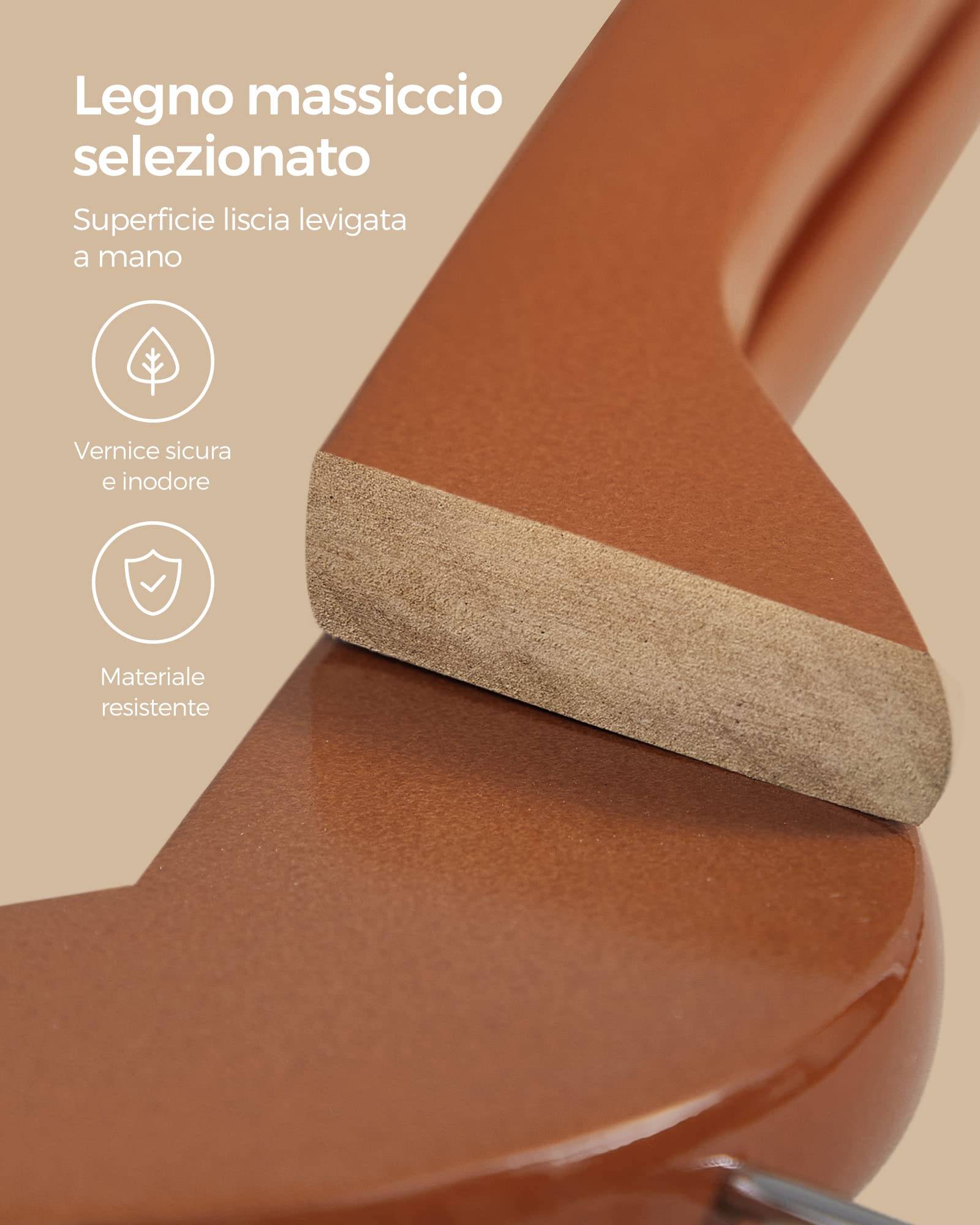 Songmics CRW001 grucce legno 20 pezzi marrone antiscivolo