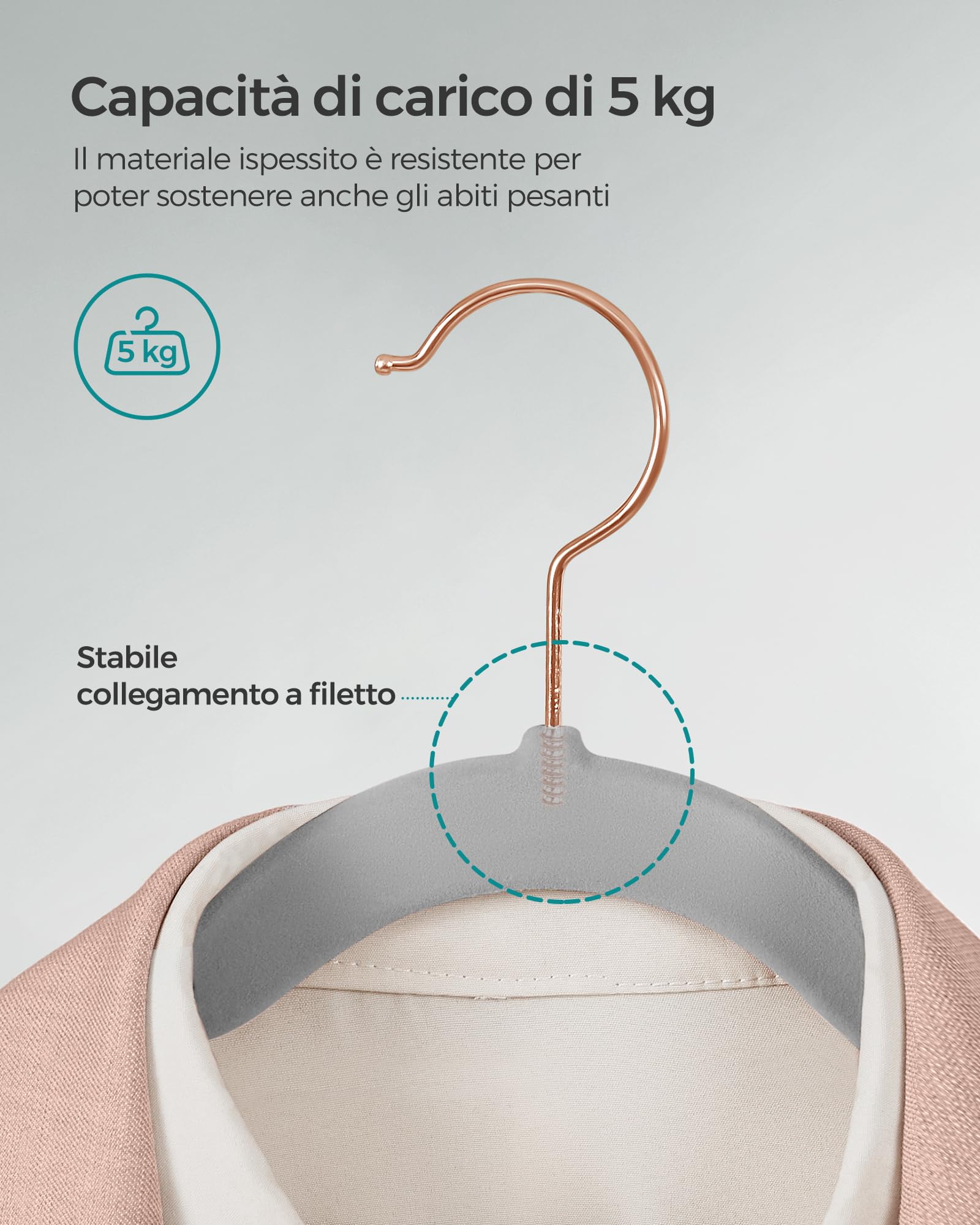 Songmics CRF026G50 grucce velluto 41,5 cm 50 pezzi
