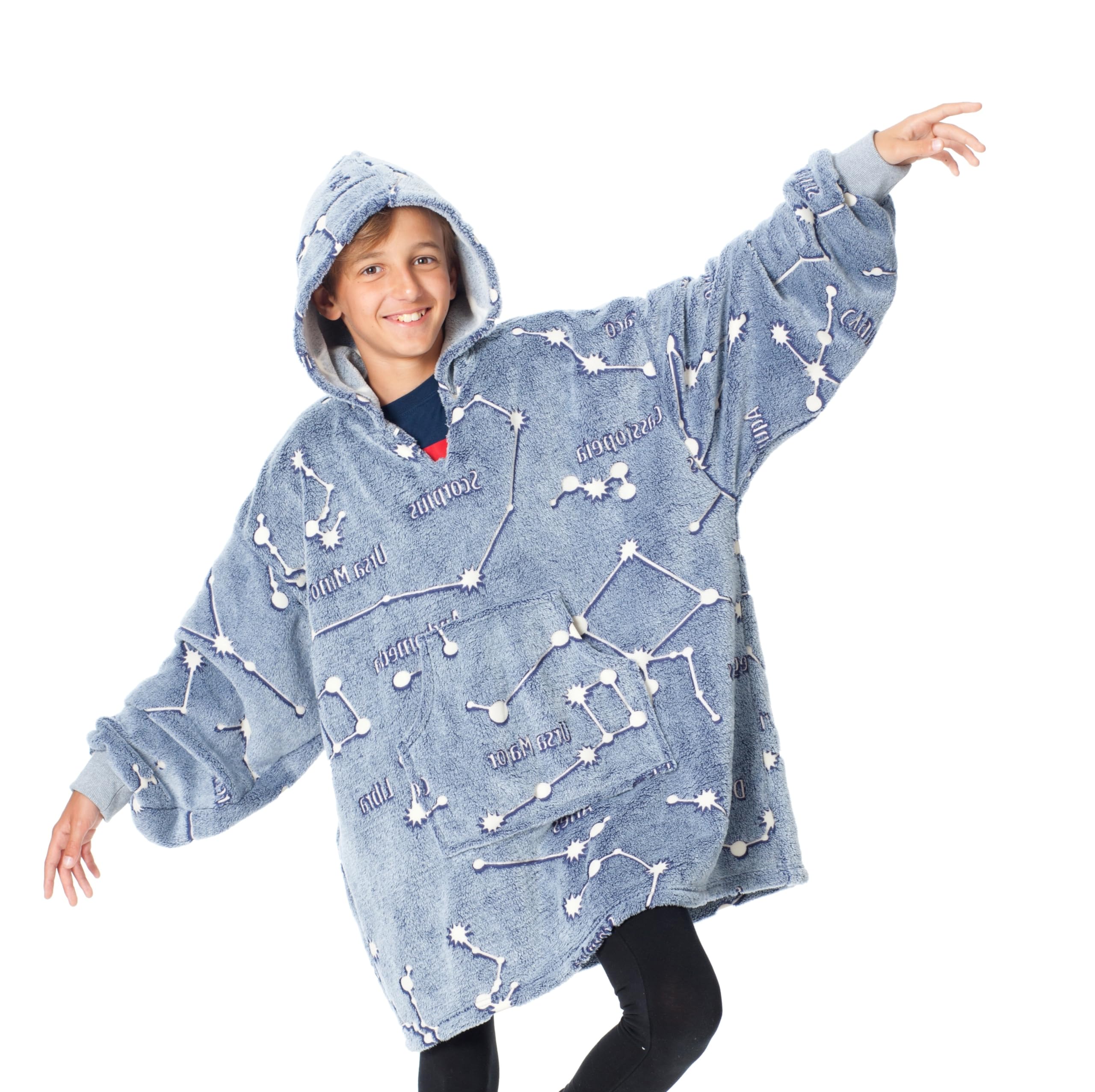 Kanguru Kangurone Fluffi Coperta Indossabile Blu Felpone