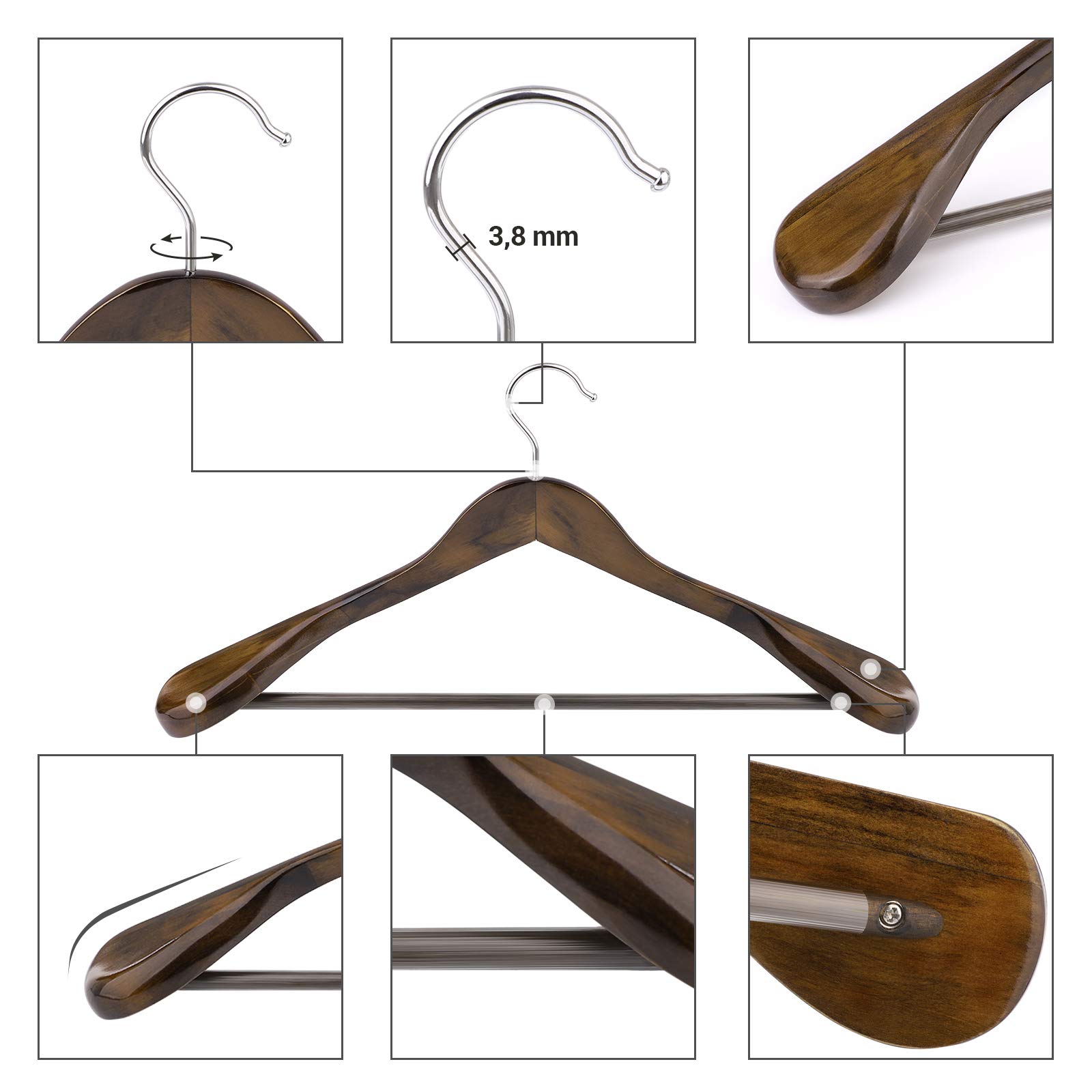 Songmics CRSH006V02 Grucce Legno Noce Scuro Set 10 Pezzi
