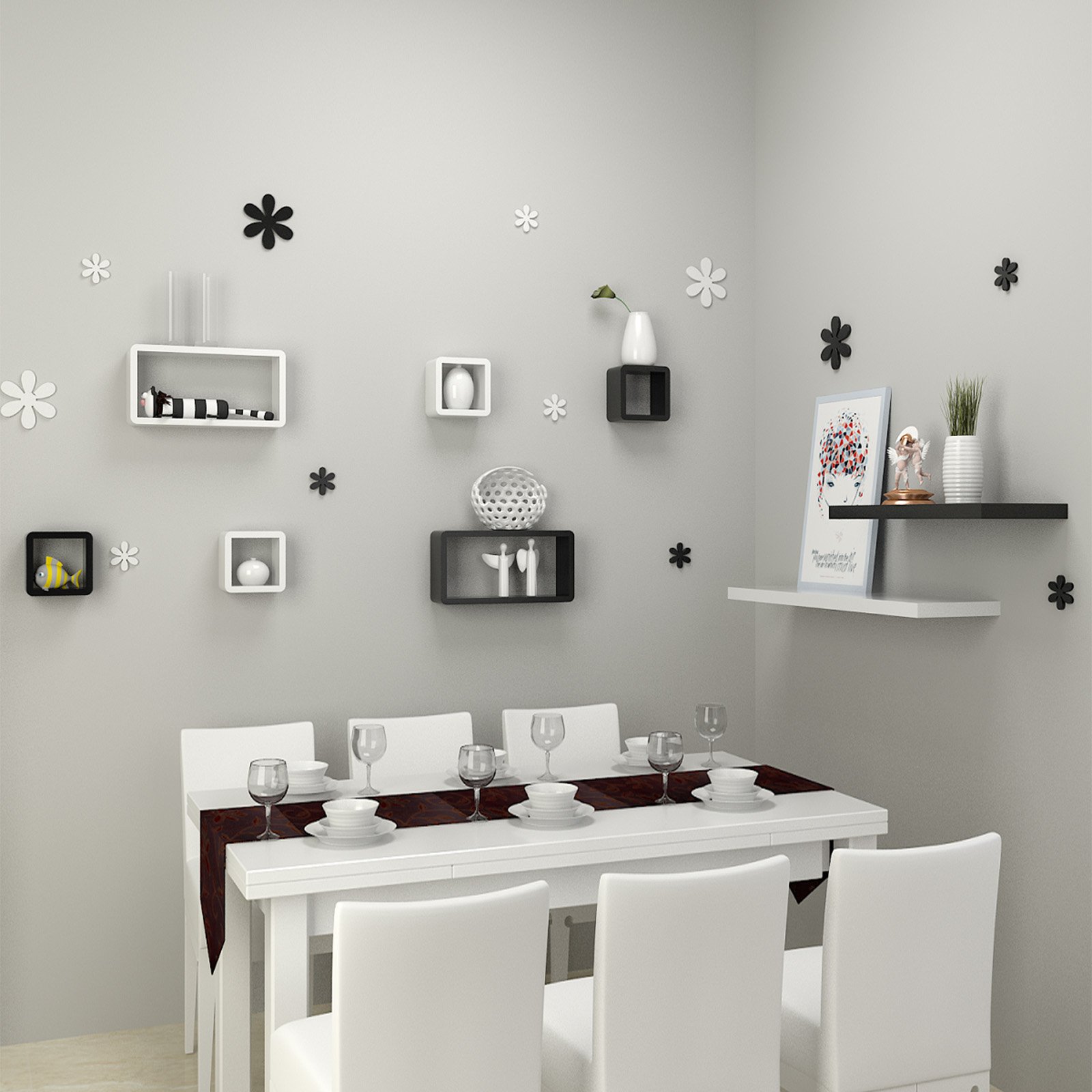 Songmics LWS102 Mensole a Cubo Set 3 Pezzi Bianche