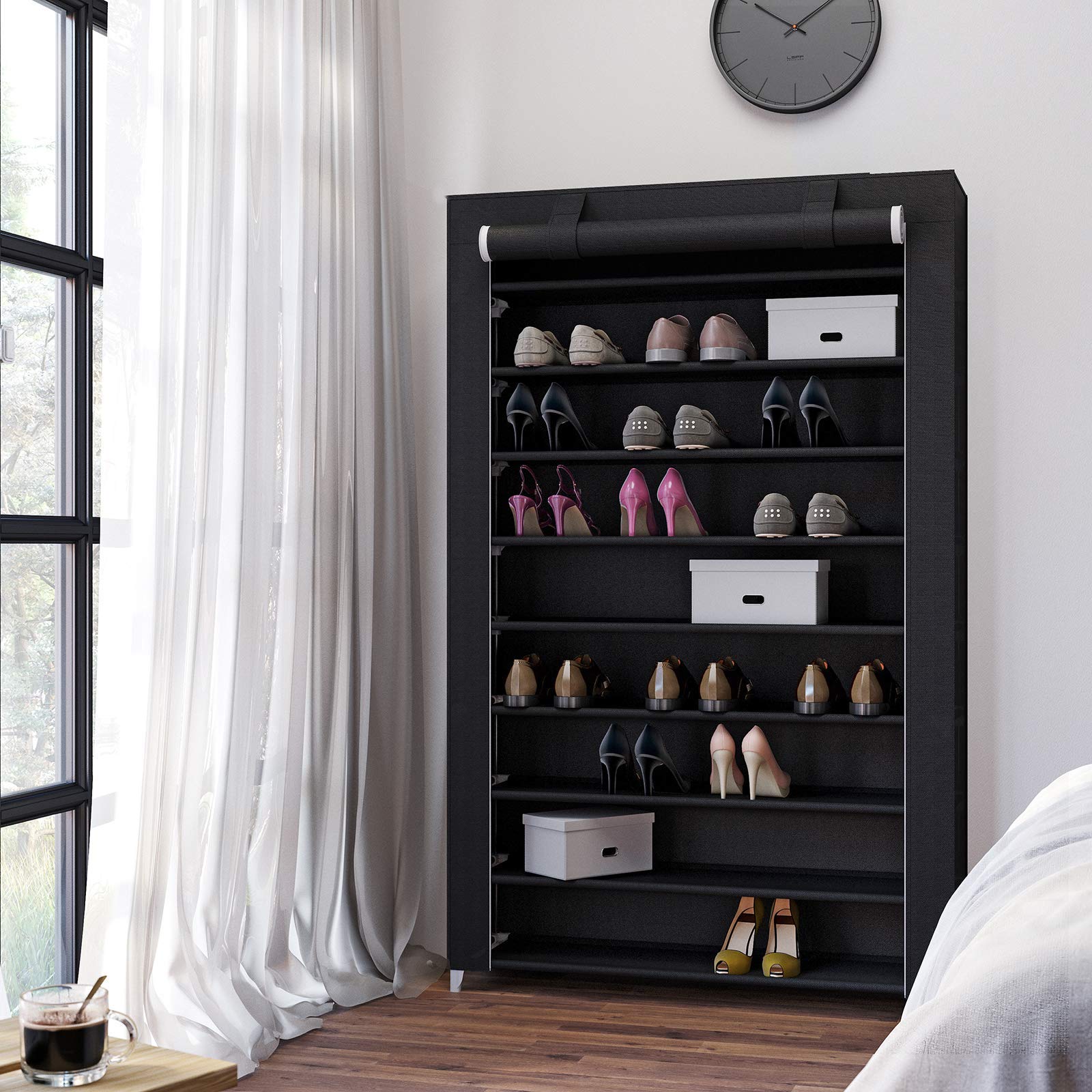 Songmics RXJ00H scarpiera 10 ripiani nera 162x100x28 cm