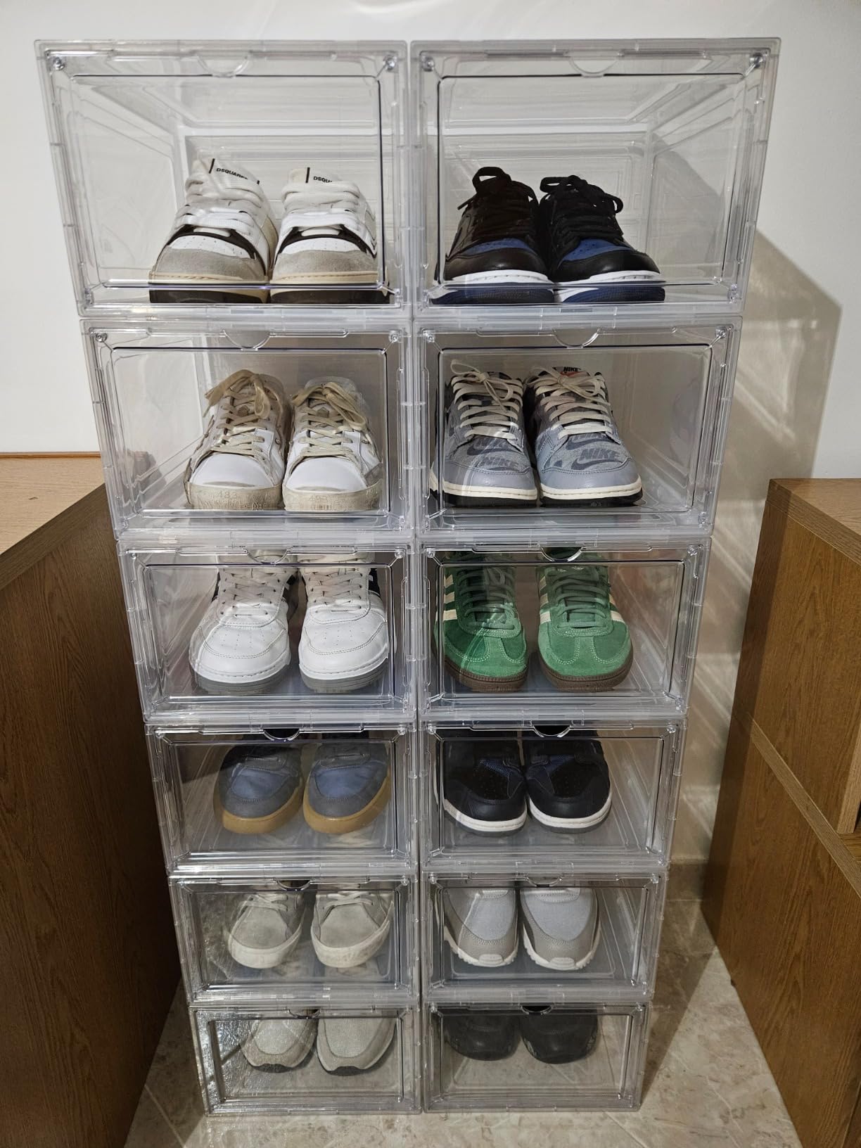 Songmics Scatole Scarpe 12 Pezzi 34x25x18 Bianche Impilabili