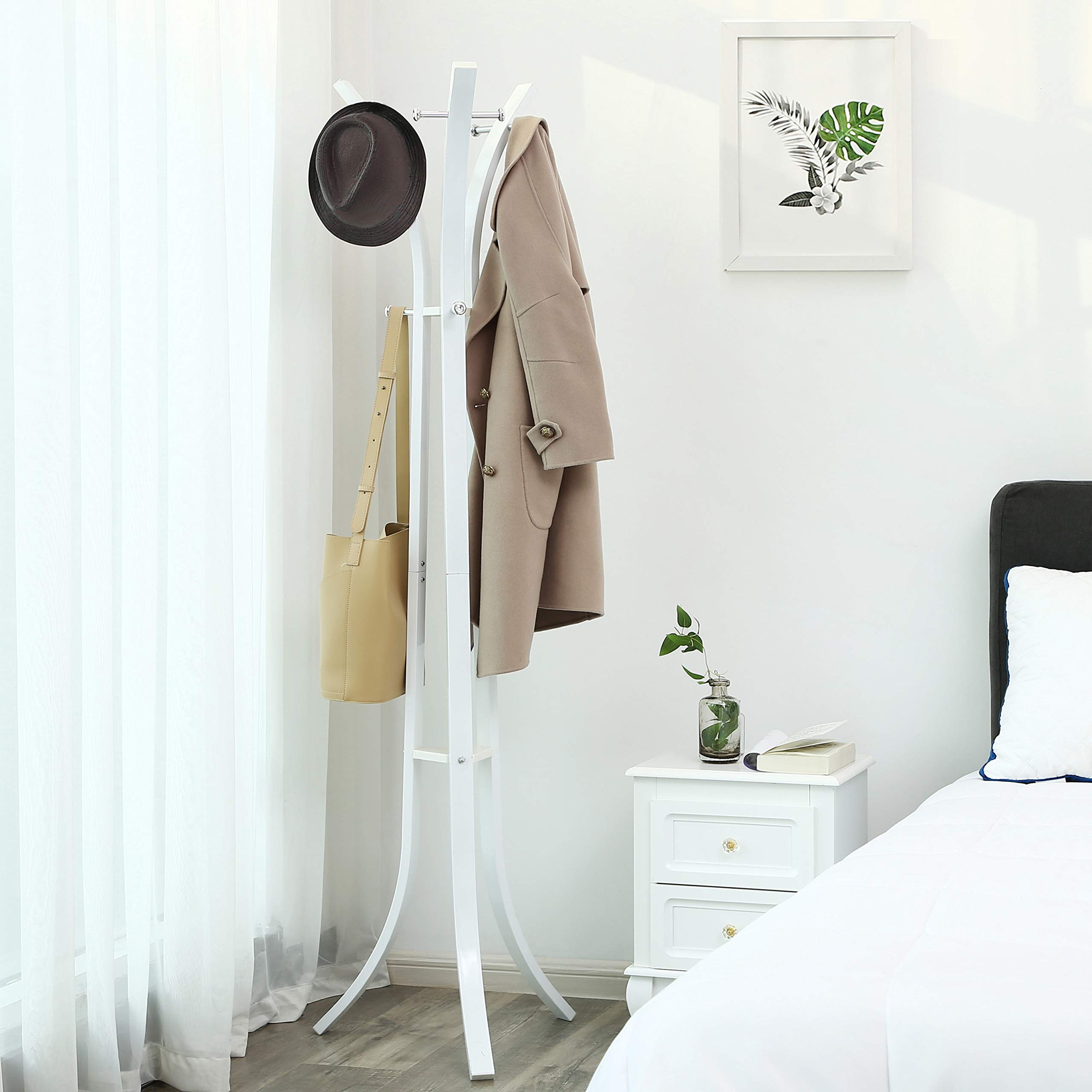 Songmics RCR01W Appendiabiti da Terra Bianco 9 Ganci 176 cm