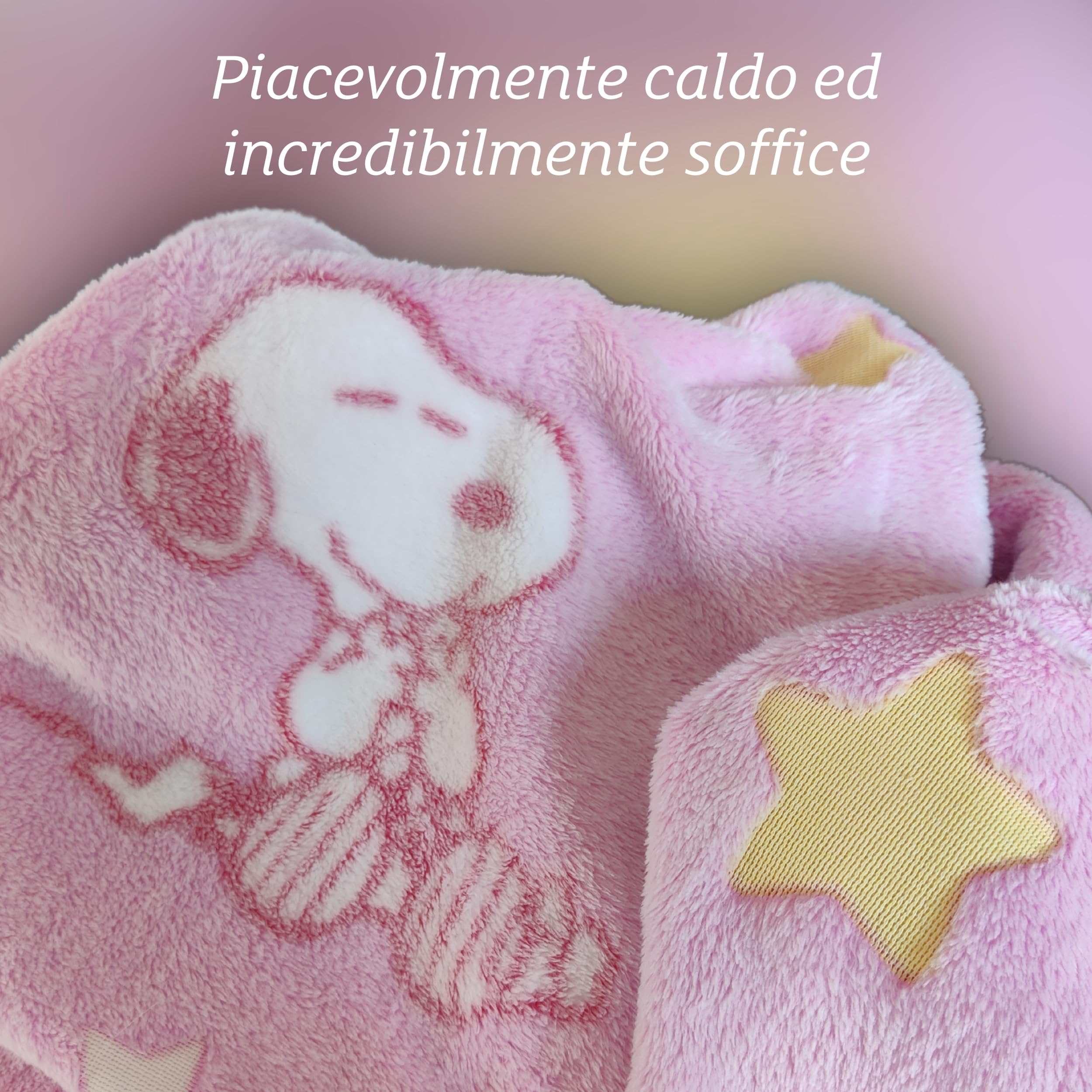 Lavatelli Kanguru Snoopy Glow plaid pile 130x150 cm rosa