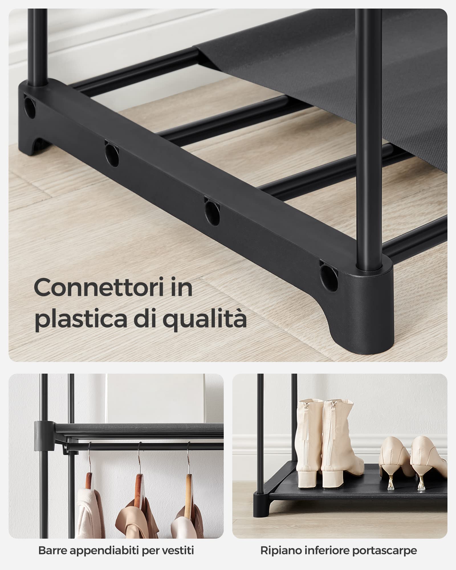 Songmics RYG02BK Armadio Tessuto 140cm Nero Antipolvere