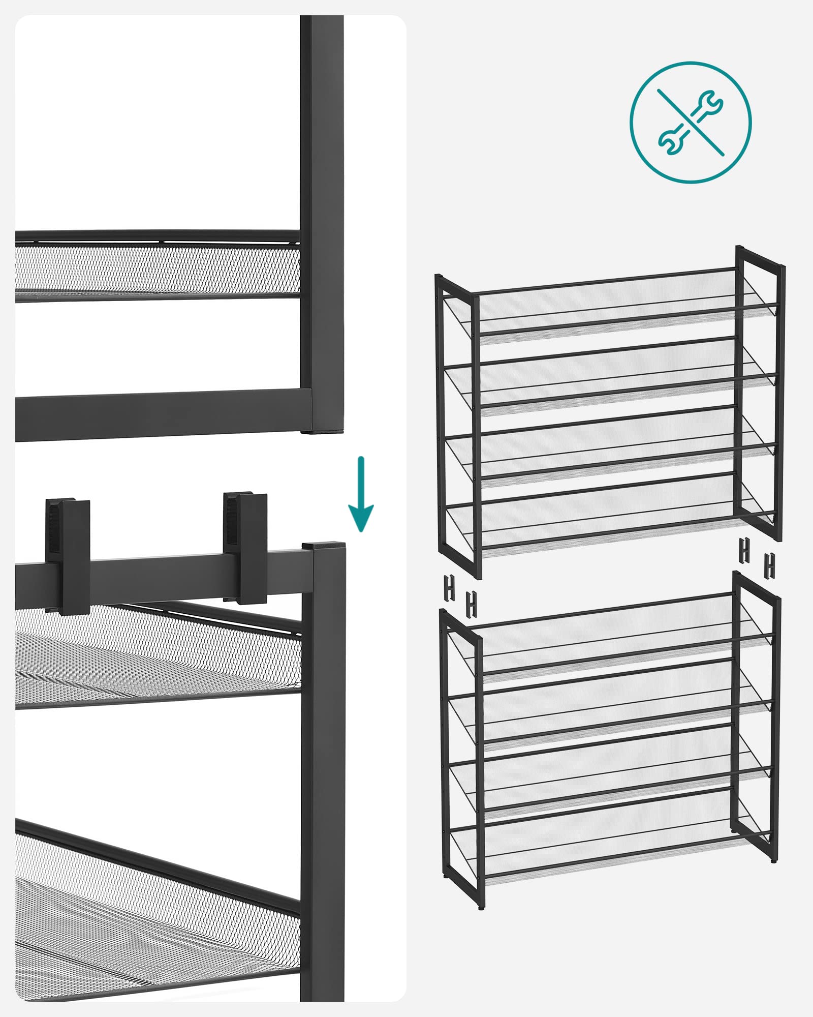 Songmics Scaffale Scarpiera Metallo 8 Ripiani Salvaspazio