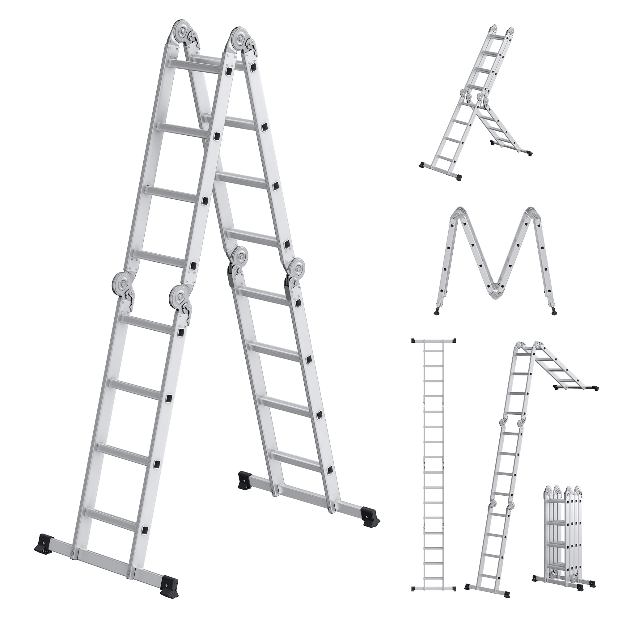 Songmics GLT046E01 scala multifunzione alluminio 4x4 argento