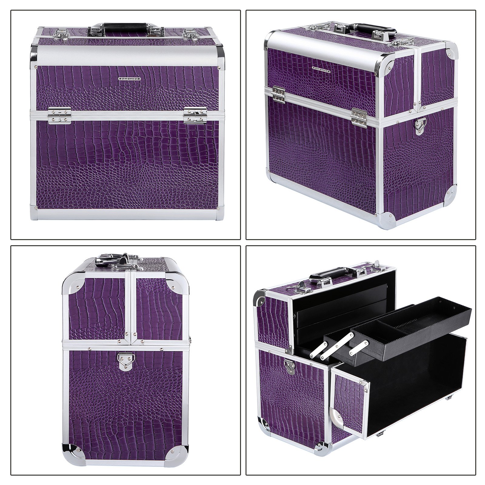 Songmics Grand Beauty Case valigetta trucchi 36,5x22x35 con specchio