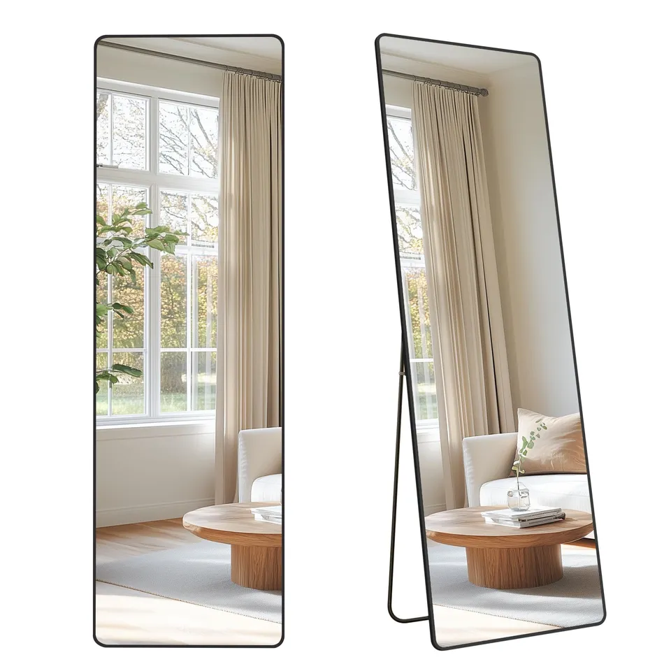 Songmics specchio figura intera rettangolare 160x50 cm nero vetro temperato