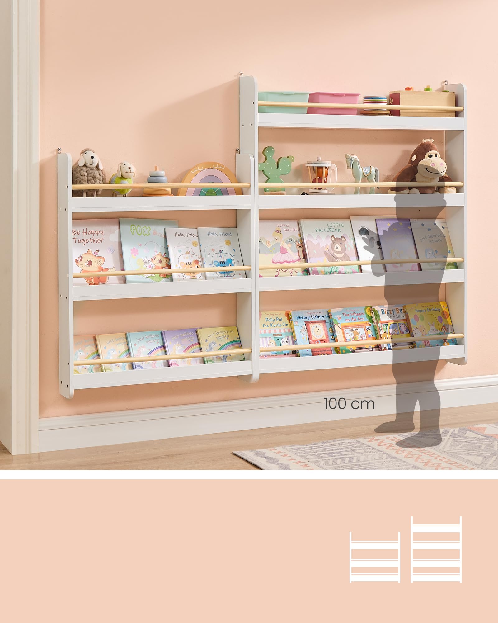 Songmics GKR014W01 libreria montessoriana naturale 4 ripiani