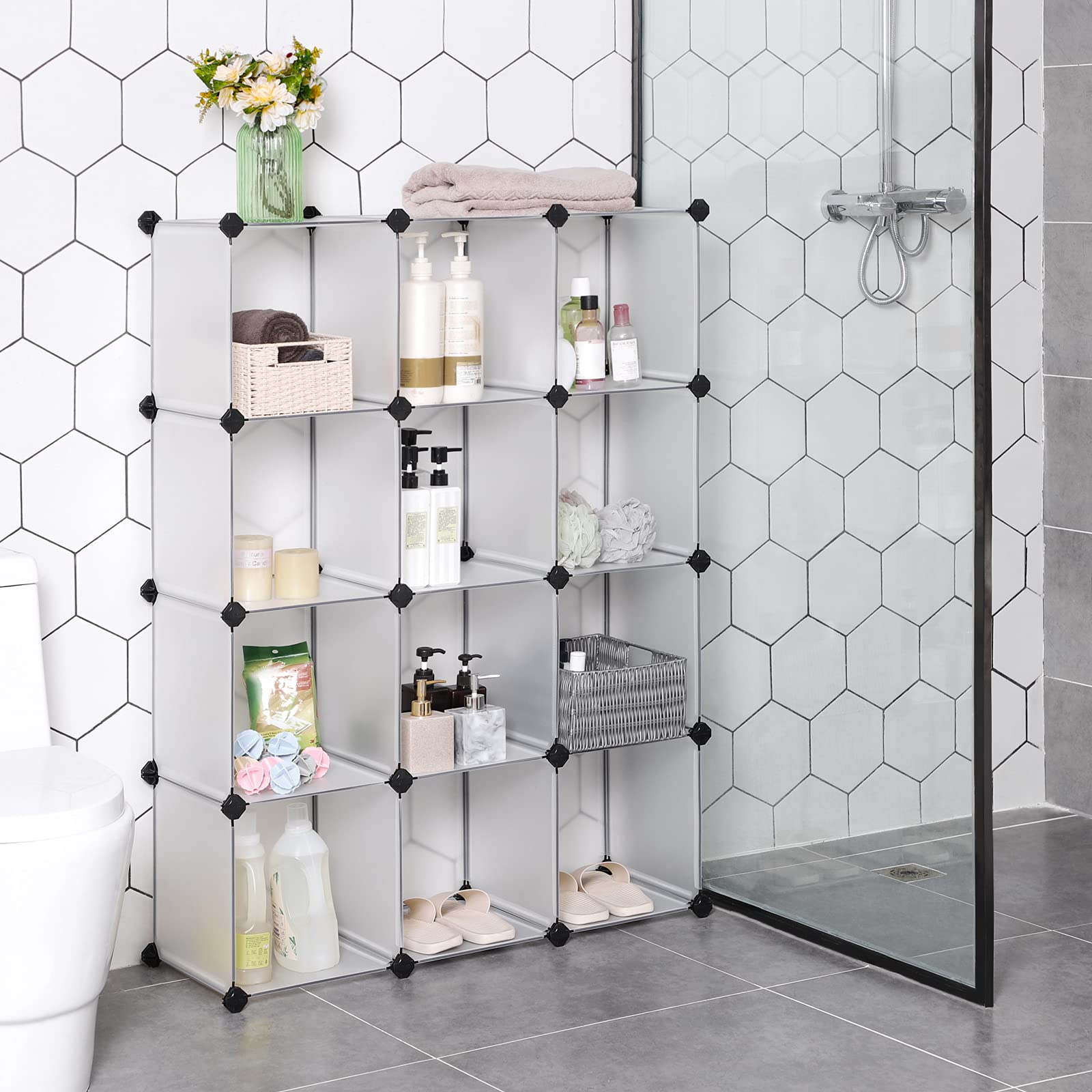 Songmics Scarpiera 12 cubi modulare 31x93x123 cm bianca