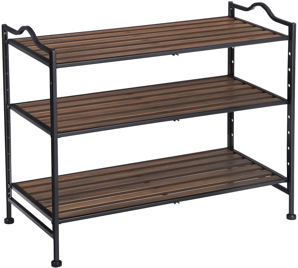 Songmics scarpiera metallo nero 68,5x31x56 3 ripiani