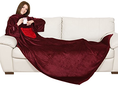 Kanguru Coperta con Maniche Singolo Blu 140x210 cm Pile Morbido