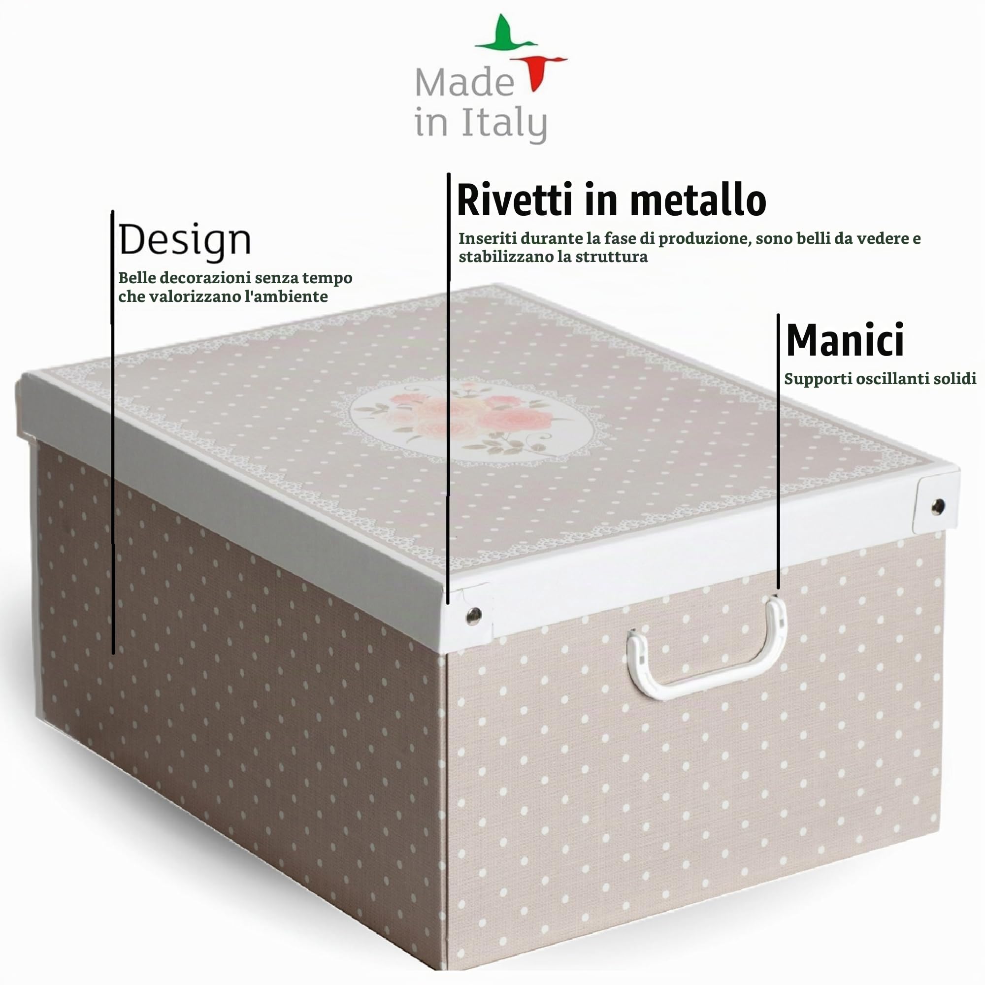 Lavatelli Set 6 Scatole Armadio 39x50x24 Pois con Coperchio