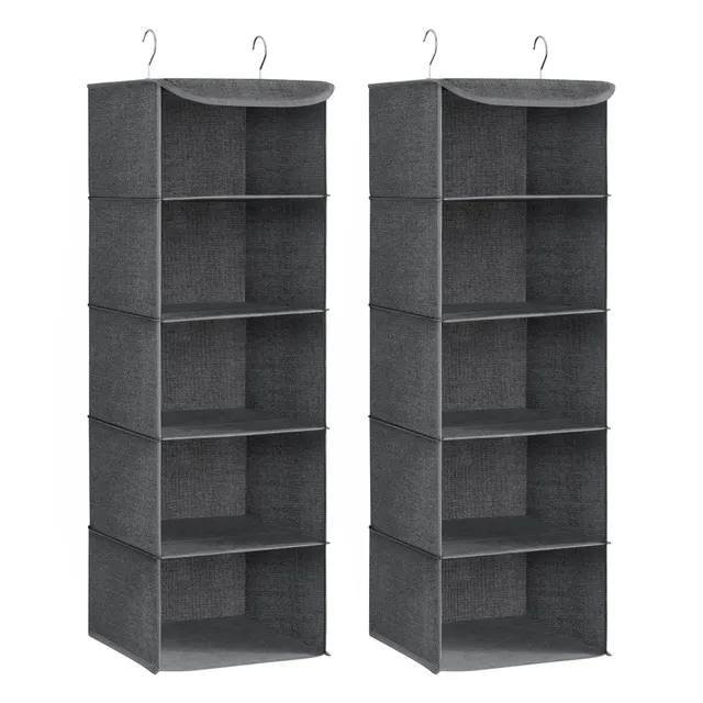 Songmics organizer armadio appeso 5 ripiani beige 2 pezzi