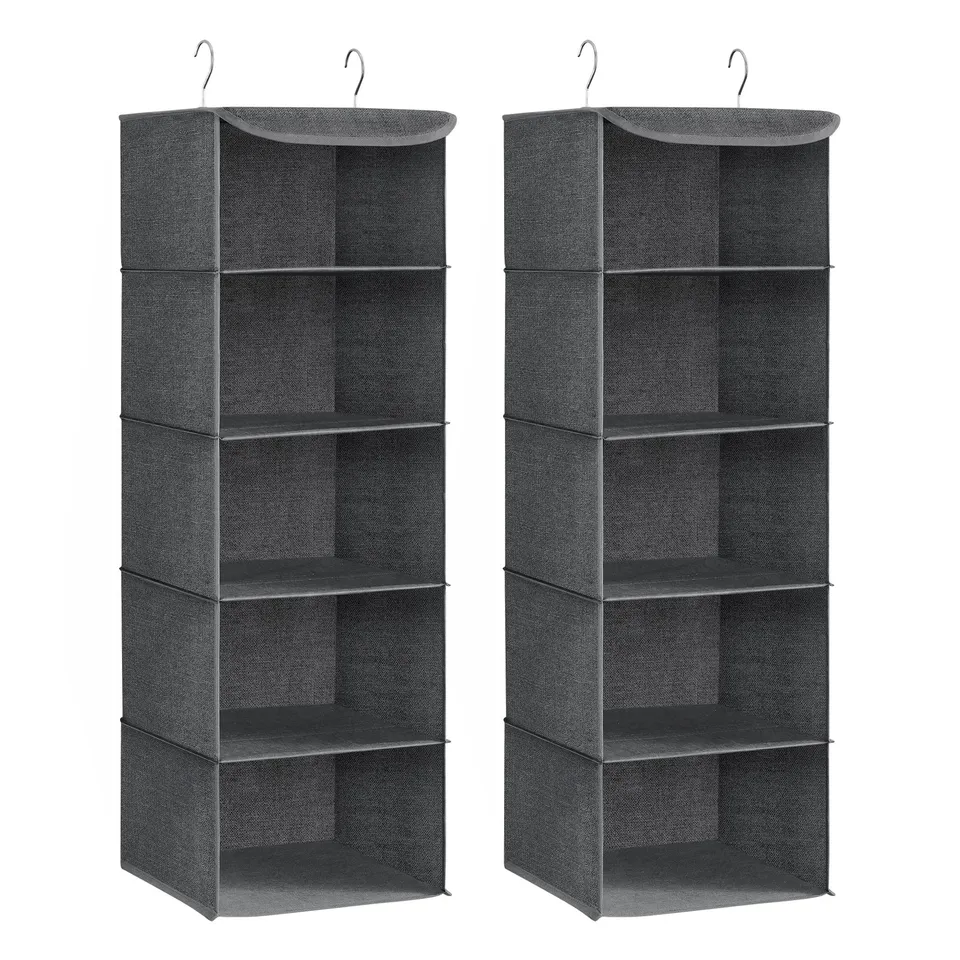 Songmics organizer armadio appeso 5 ripiani beige 2 pezzi