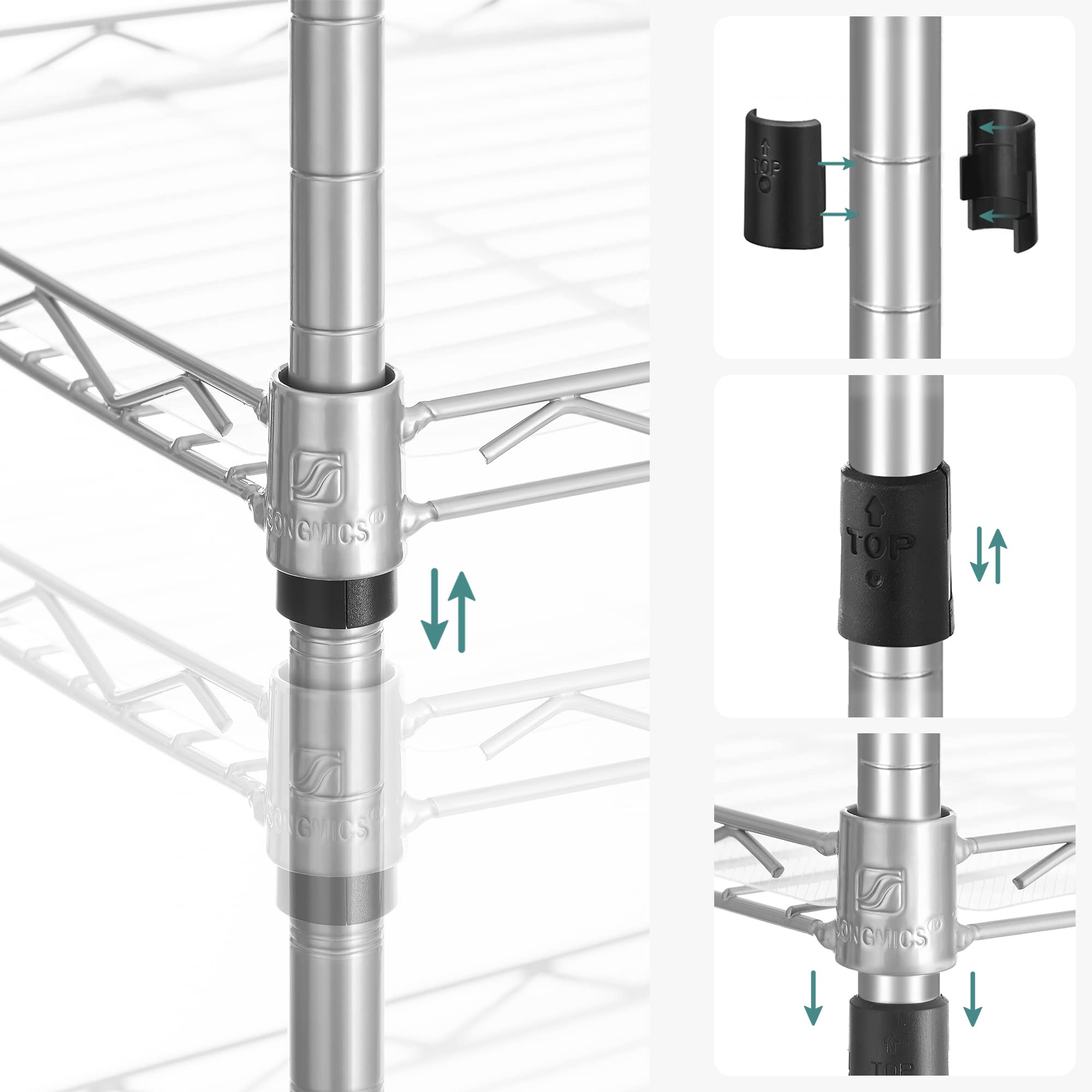 Songmics LGR116E01 scaffale metallo argento 6 ripiani 40x30