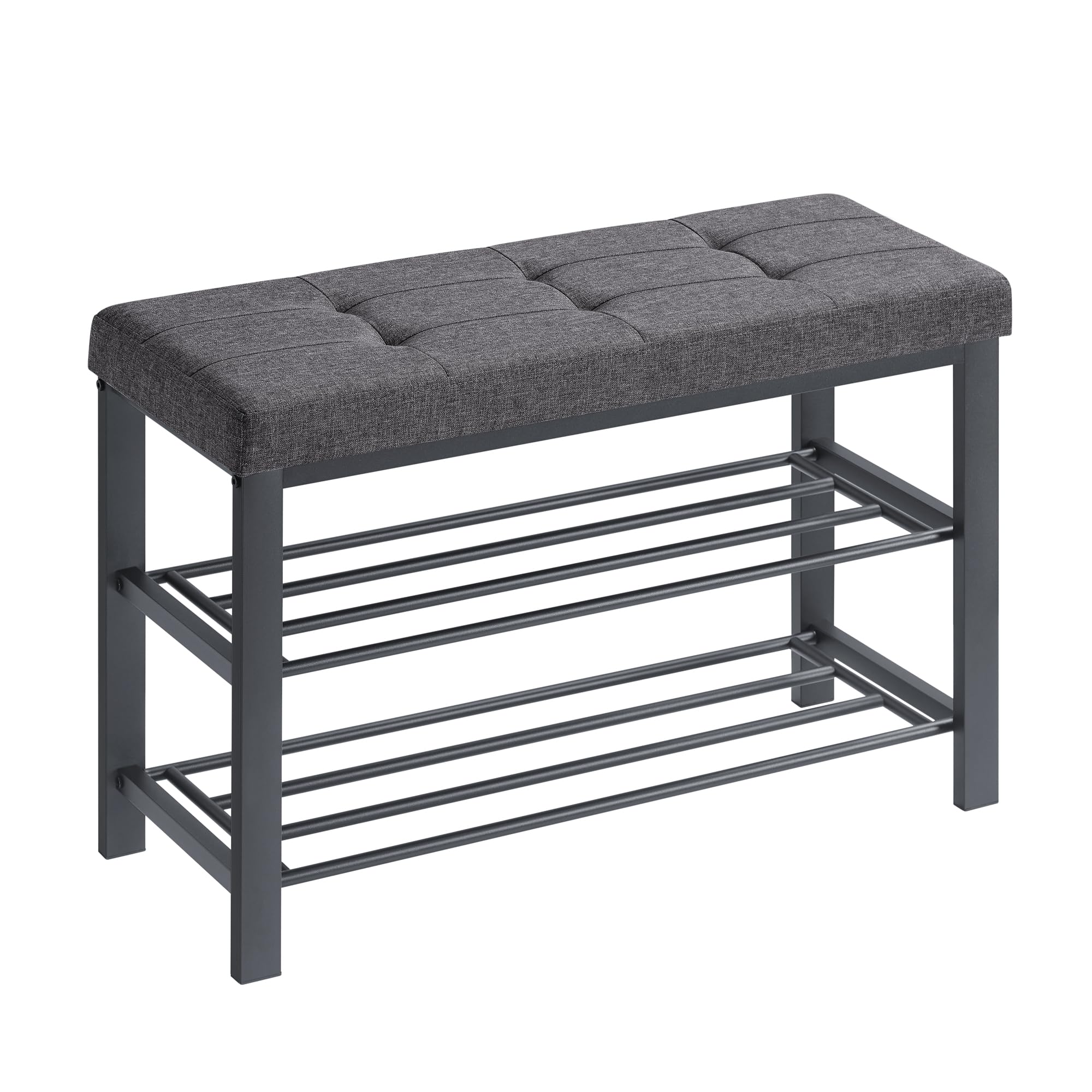 Songmics LBS576B33 panca scarpiera 60 cm grigio scuro 3 ripiani