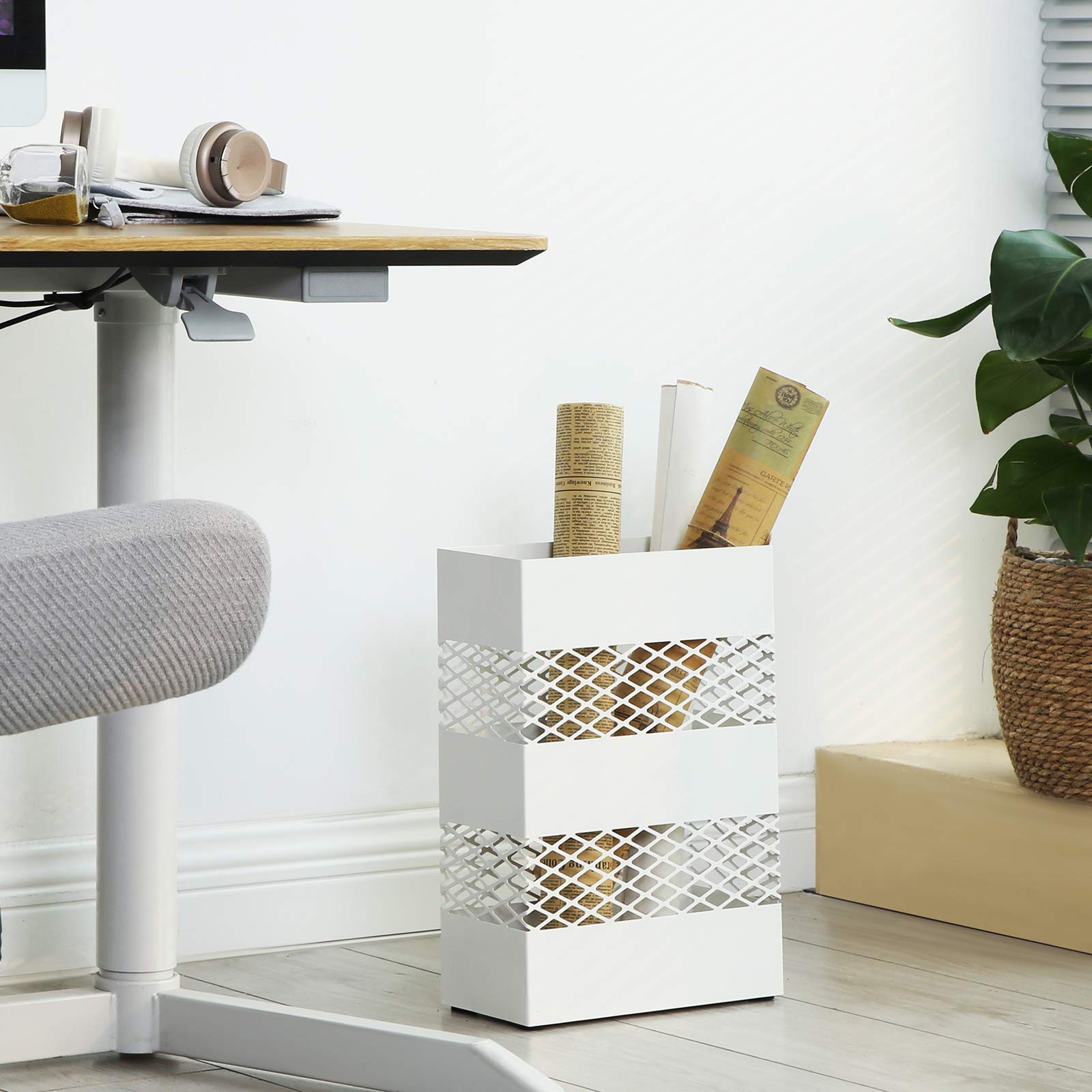 Songmics portaombrelli metallo bianco 28x12x41 cm 10 ombrelli